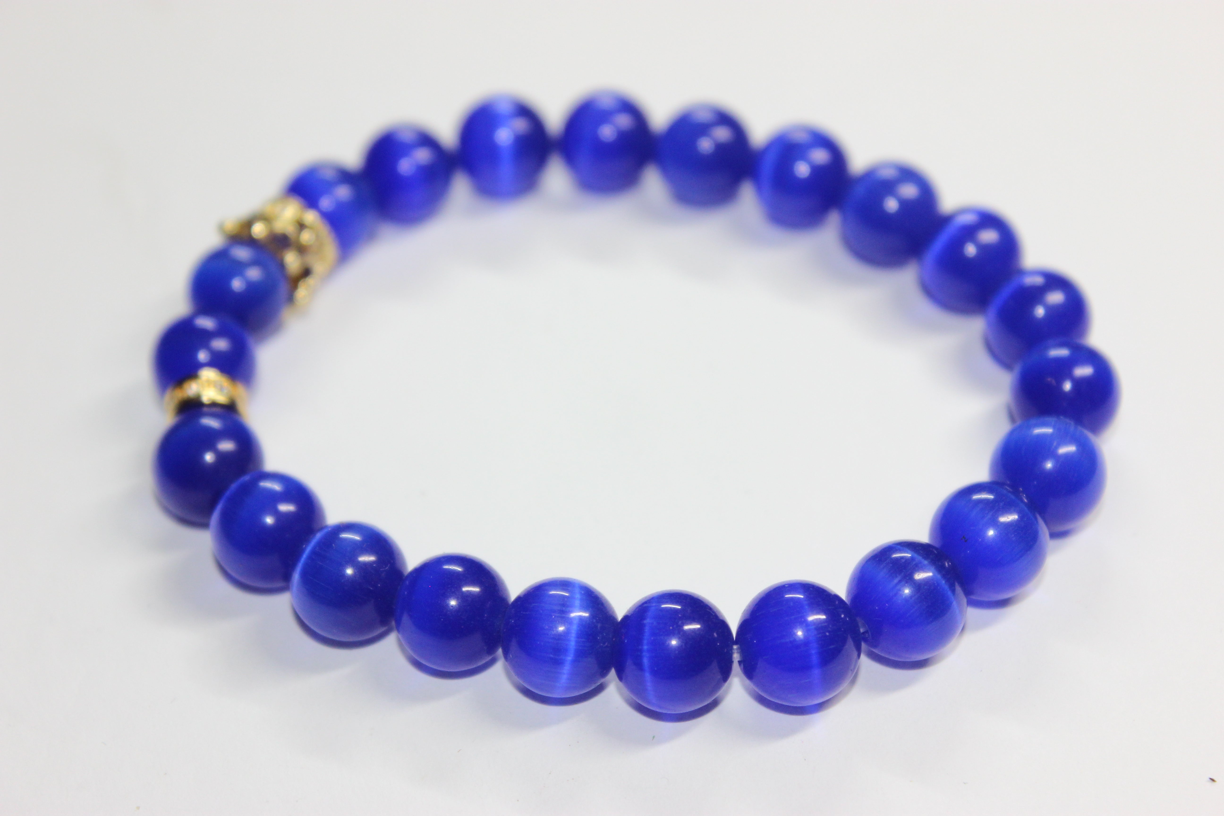 Blue & Gold w/ Crown Beaded Bracelet