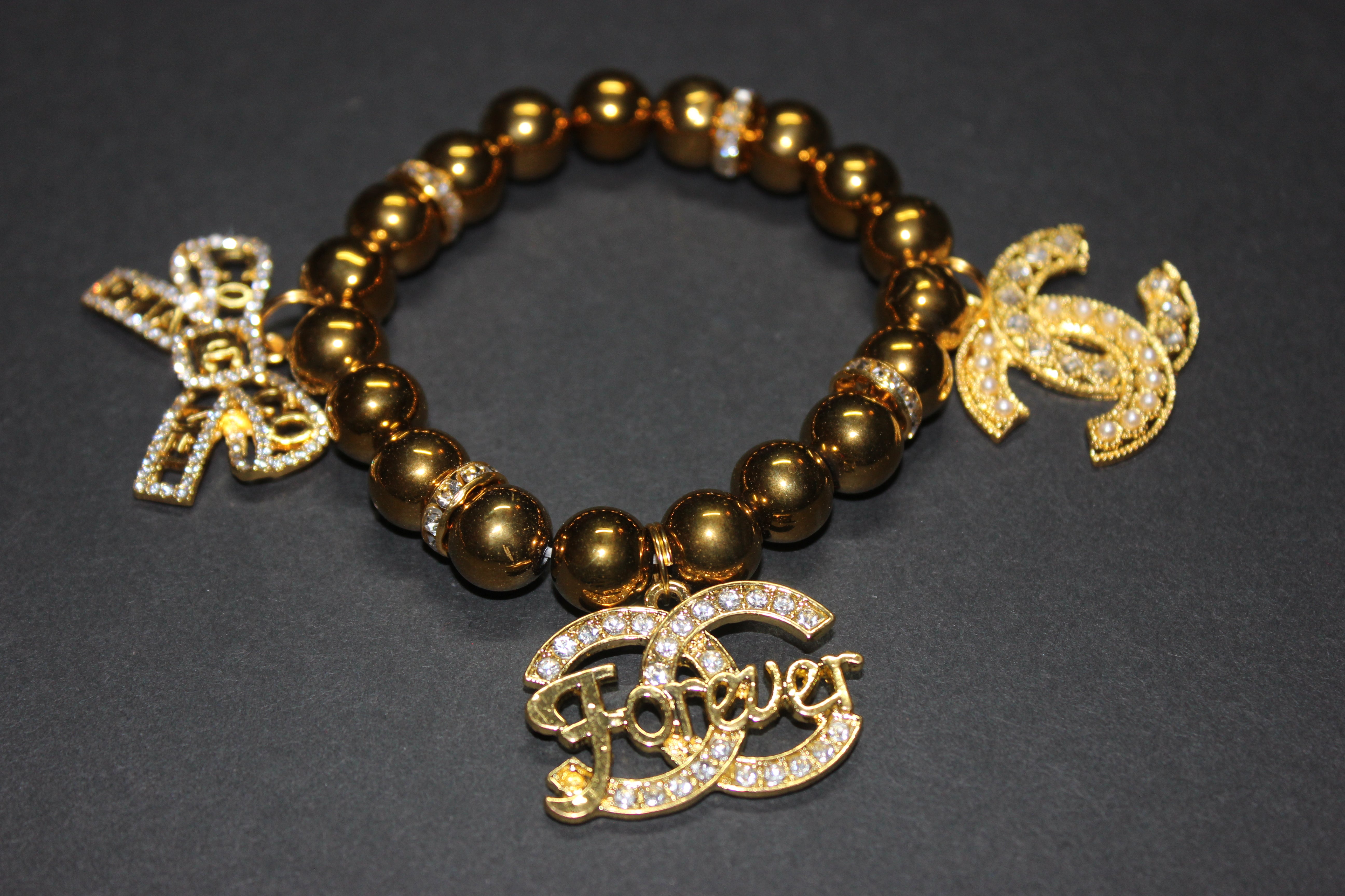 Gold Gemstone Charm Bracelet (1)