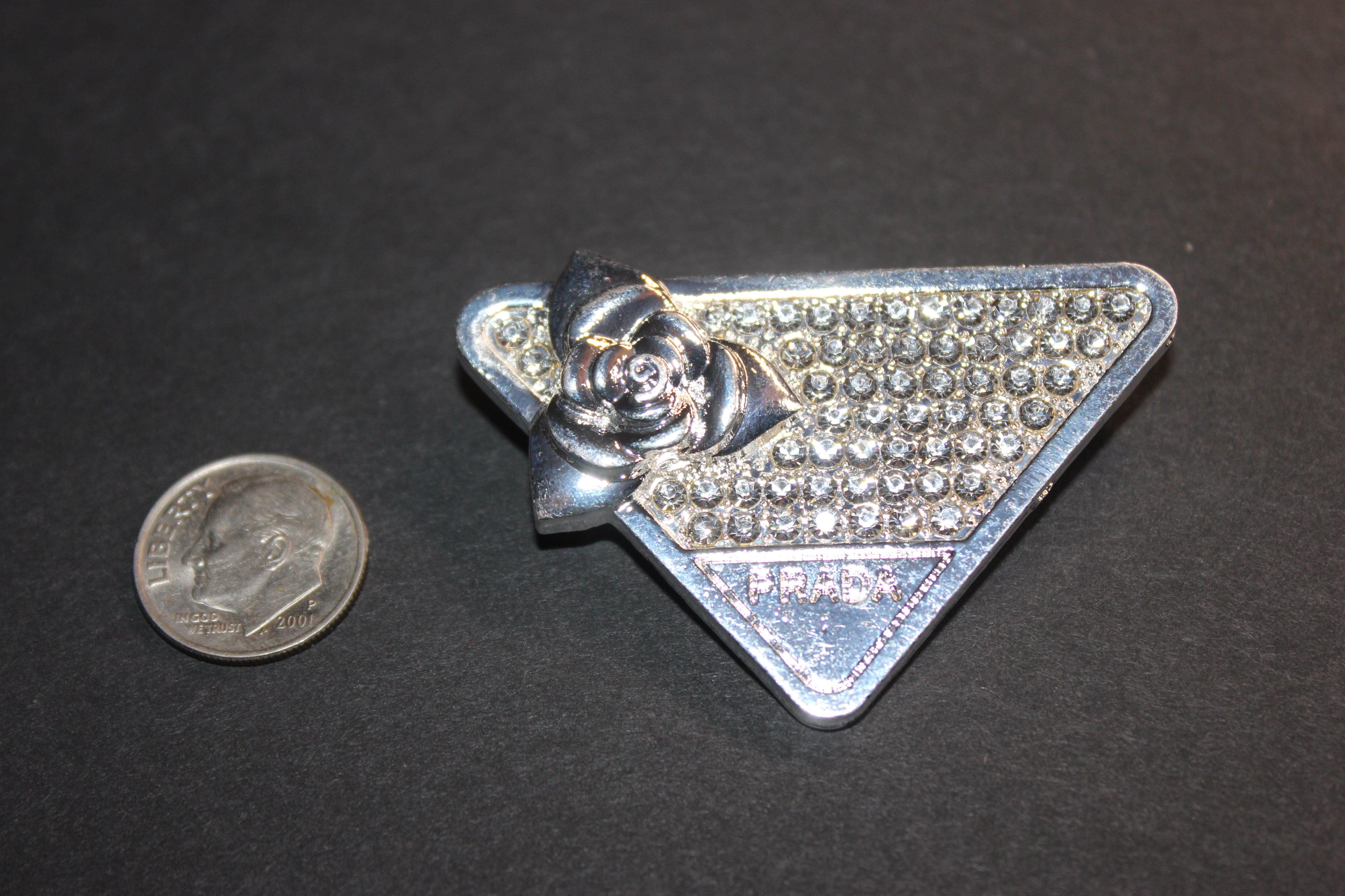 Silver Rhinestone Brooch Pin