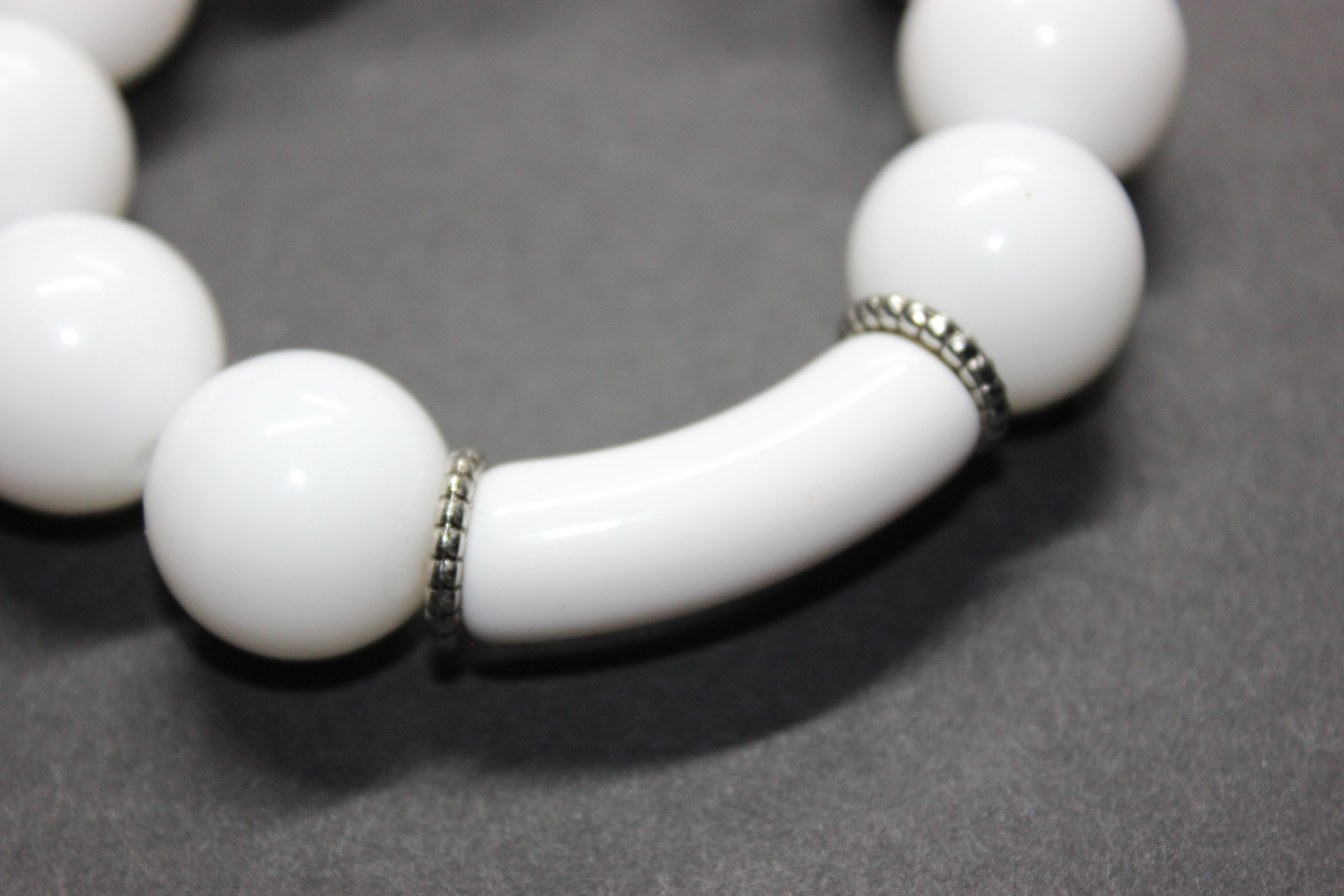 White & Silver Large Beaded Bracelet