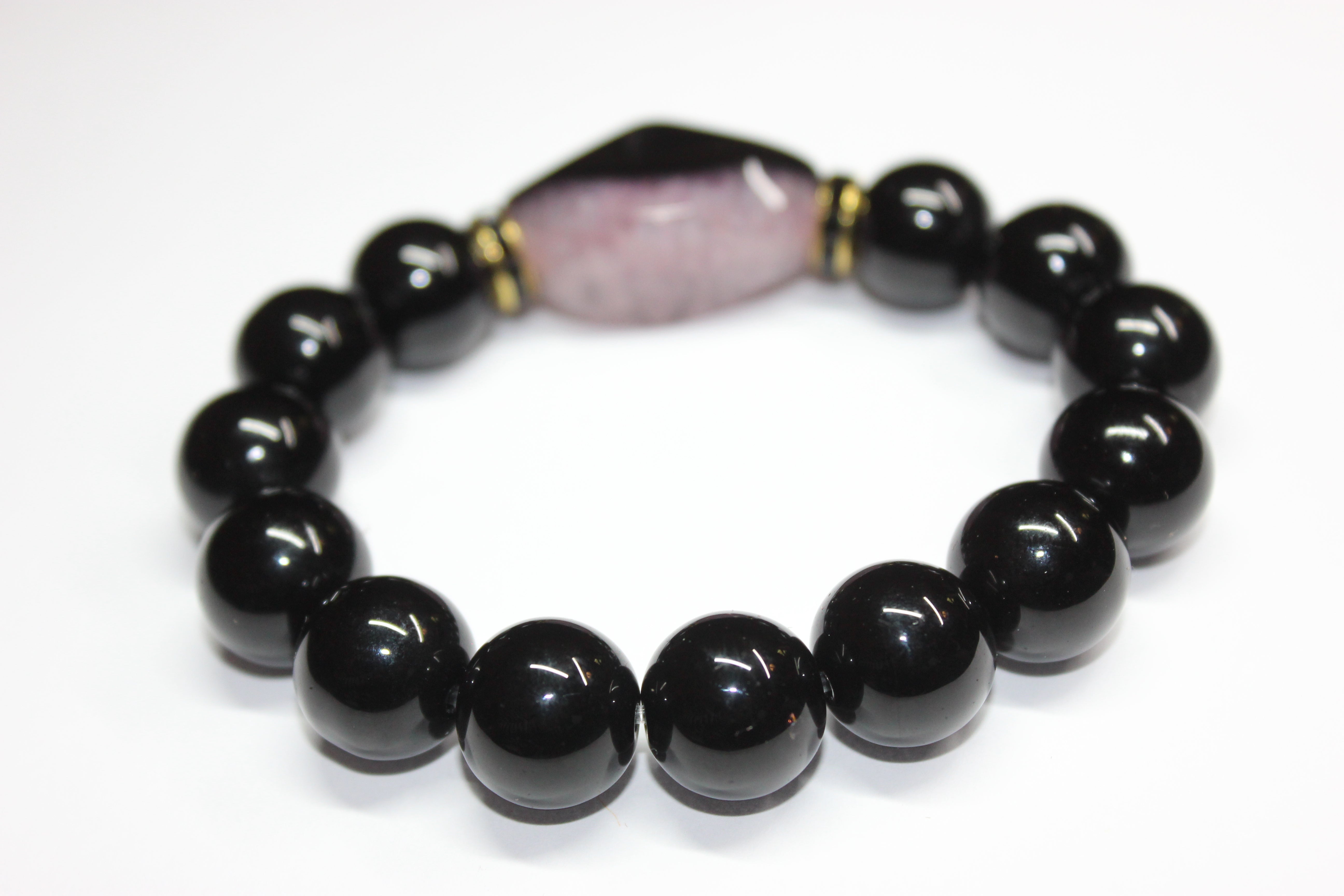 Black Gold & Jewel Toned Smooth Gemstone Bracelet