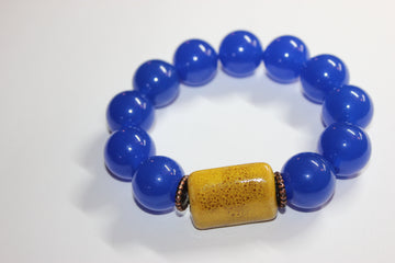 💪🏽BLUE & Mustard Beaded Bracelet