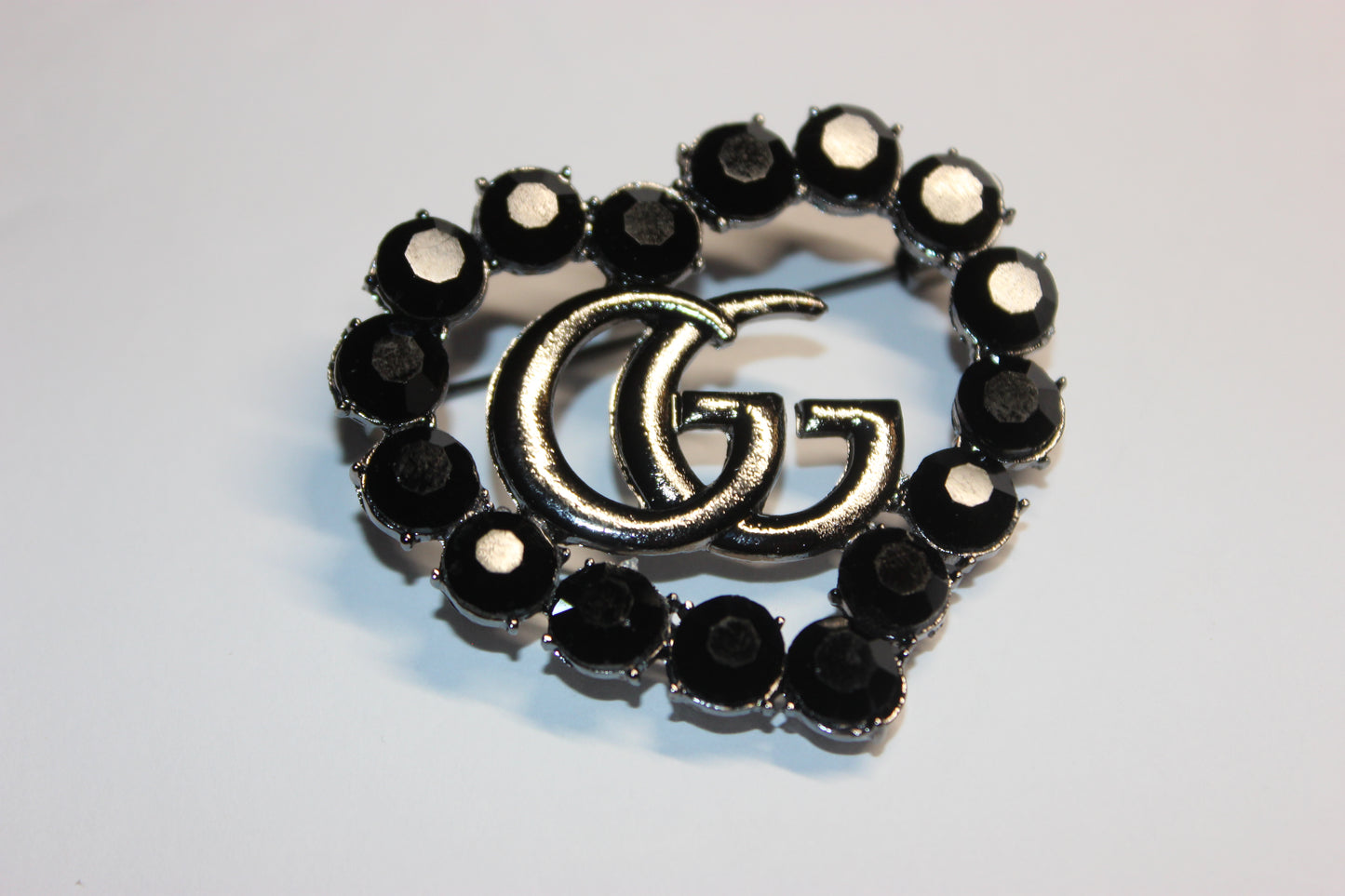 Black Rhinestone Brooch Pin