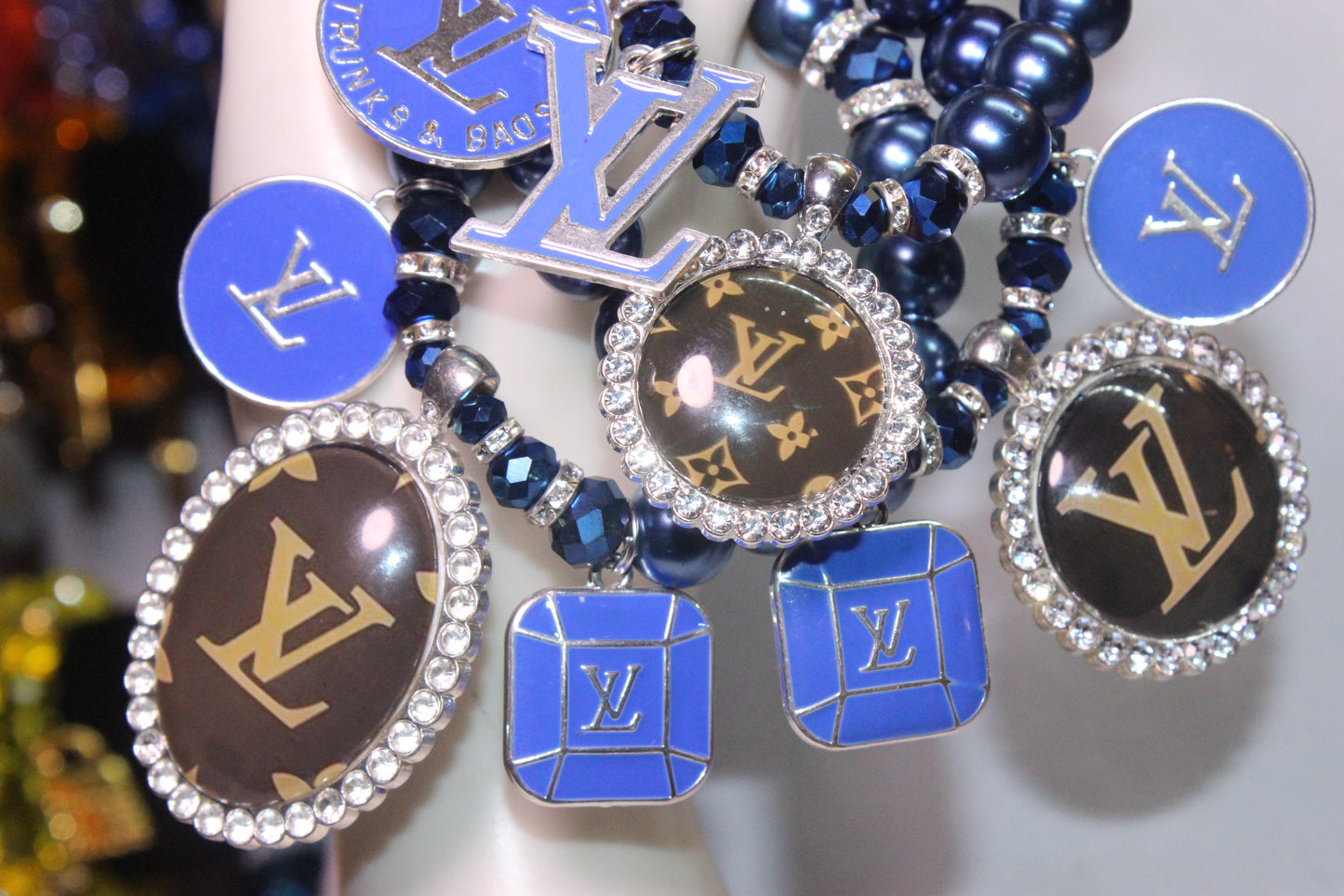 3 Piece Blue Pearl Charm Set