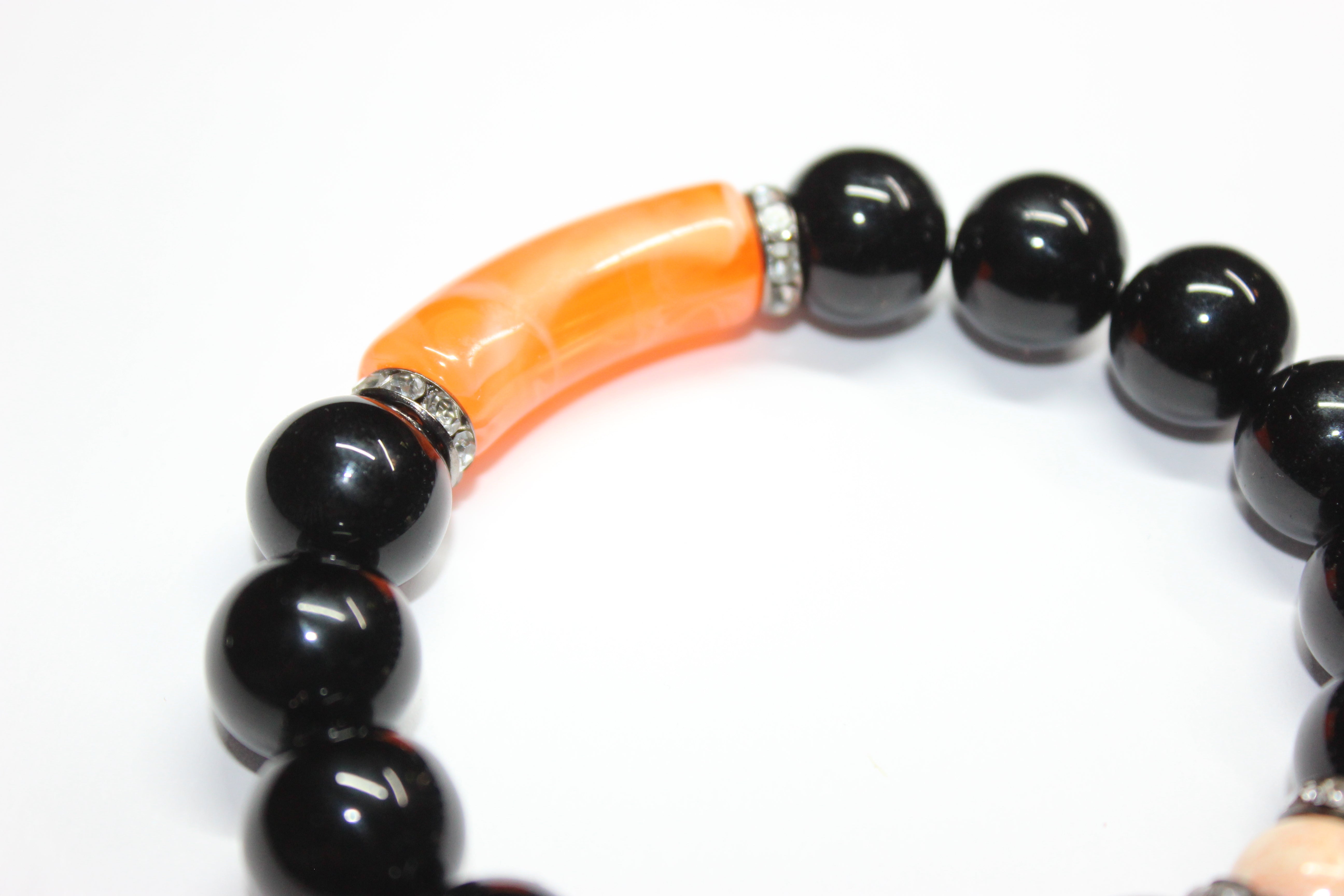 Black & Orange Beaded Bracelet