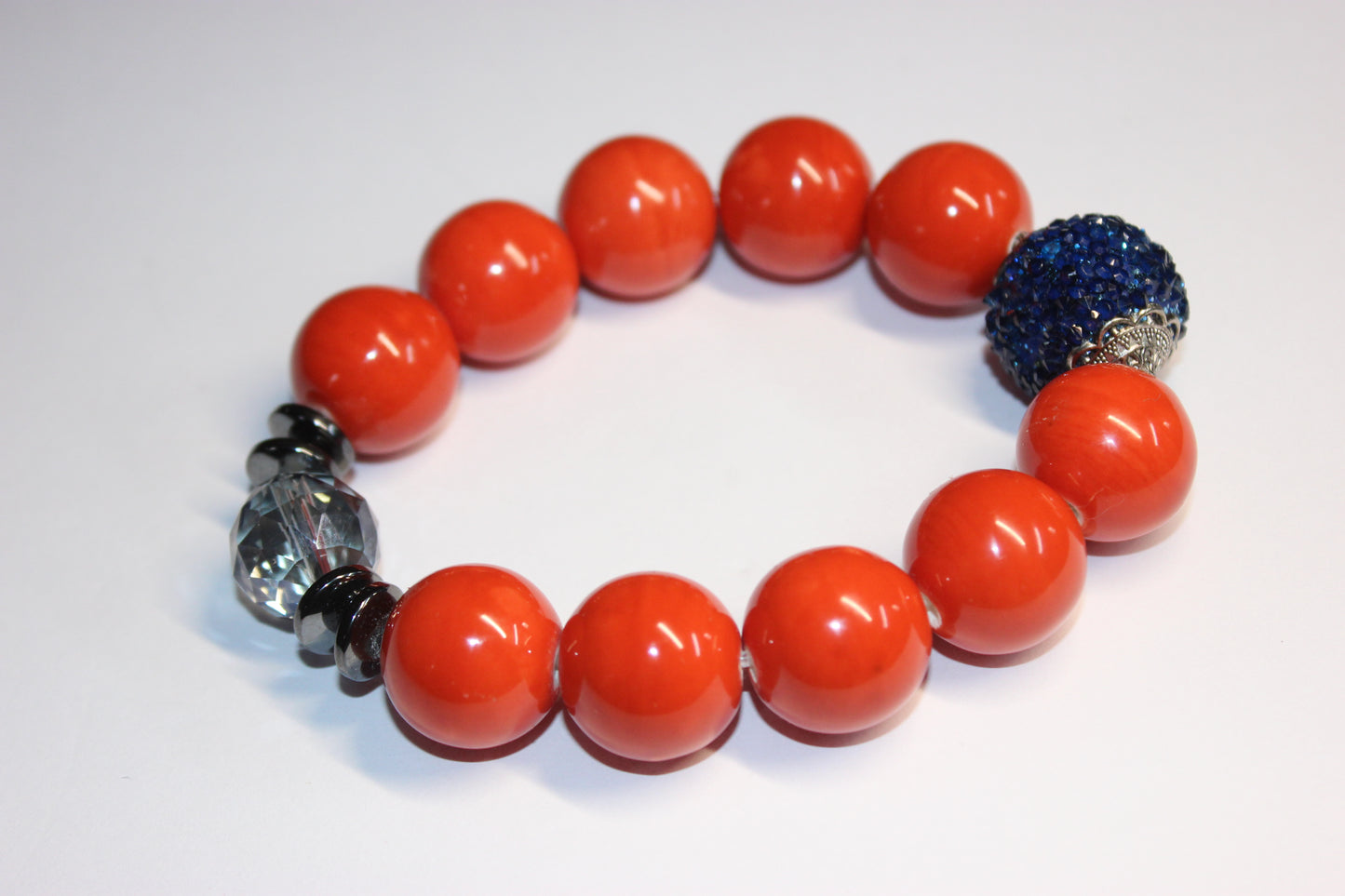 Orange & Blue Beaded Bracelet