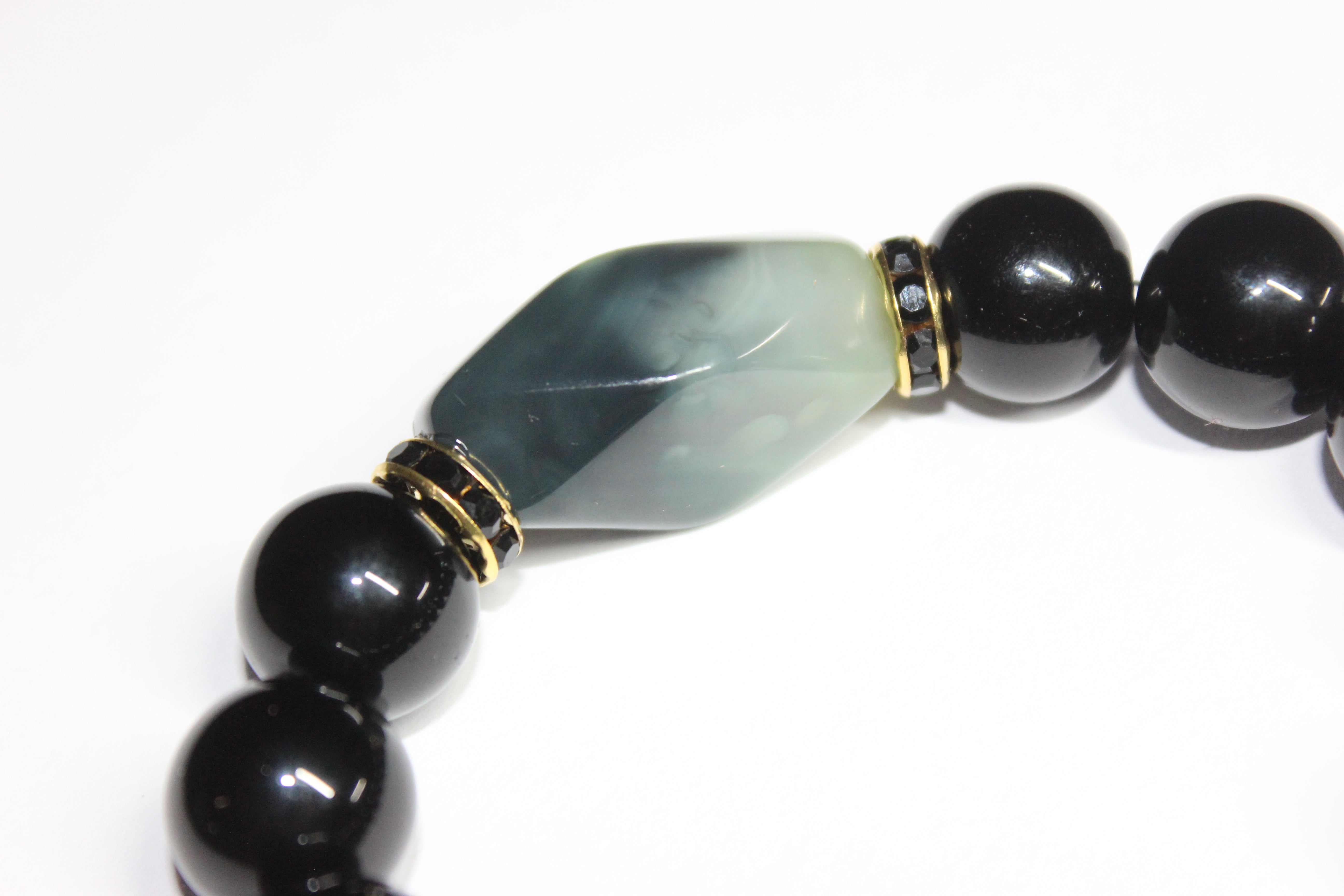 Black Green w/ Gold Beaded Bracelet