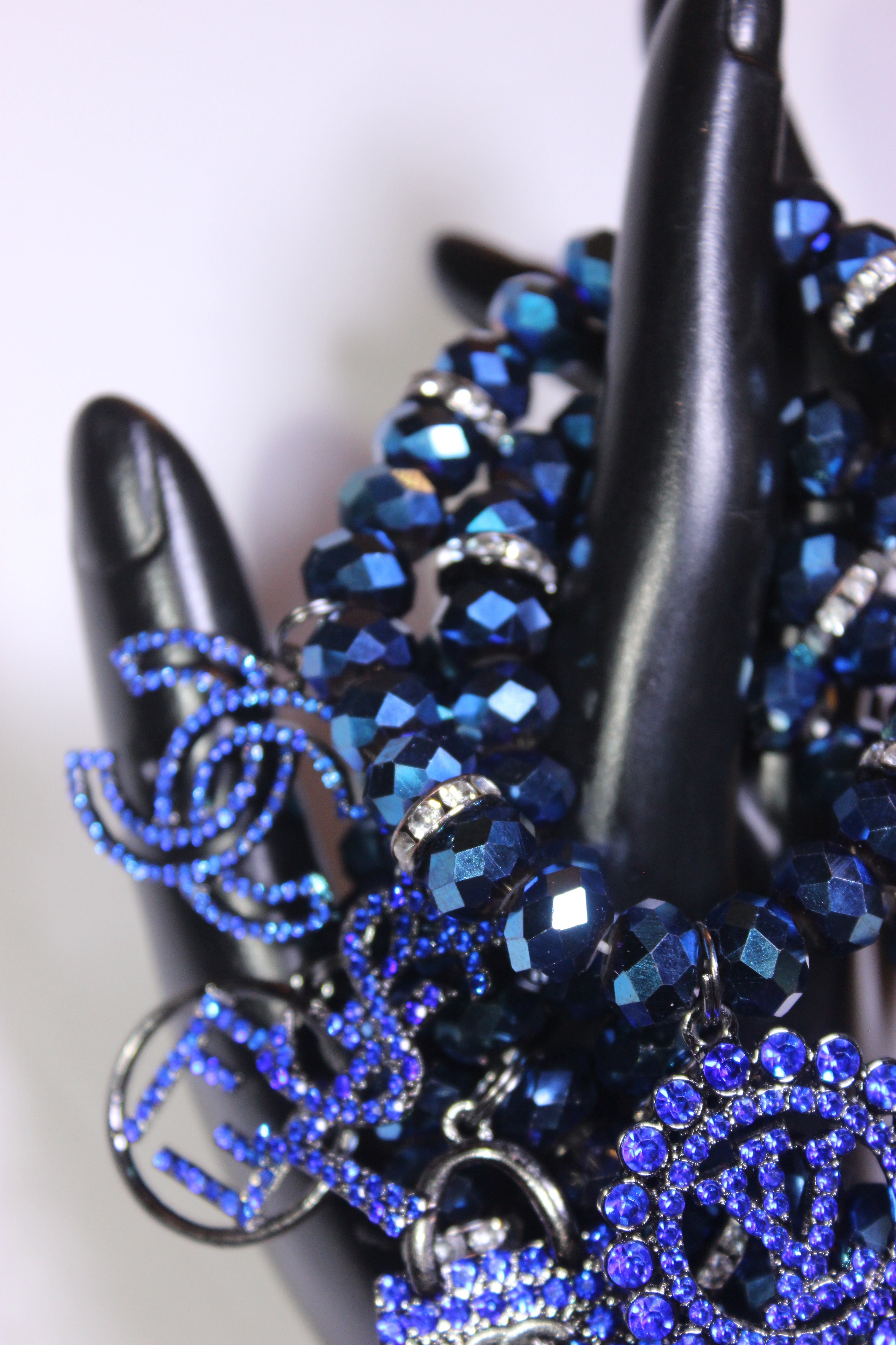 4 Piece Electric Blue Crystal Charm Bracelet Set