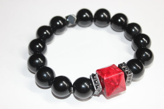 Black & Red Beaded Bracelet