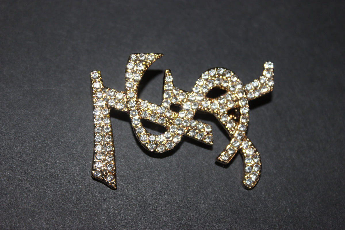 Gold & Rhinestone Brooch Pin