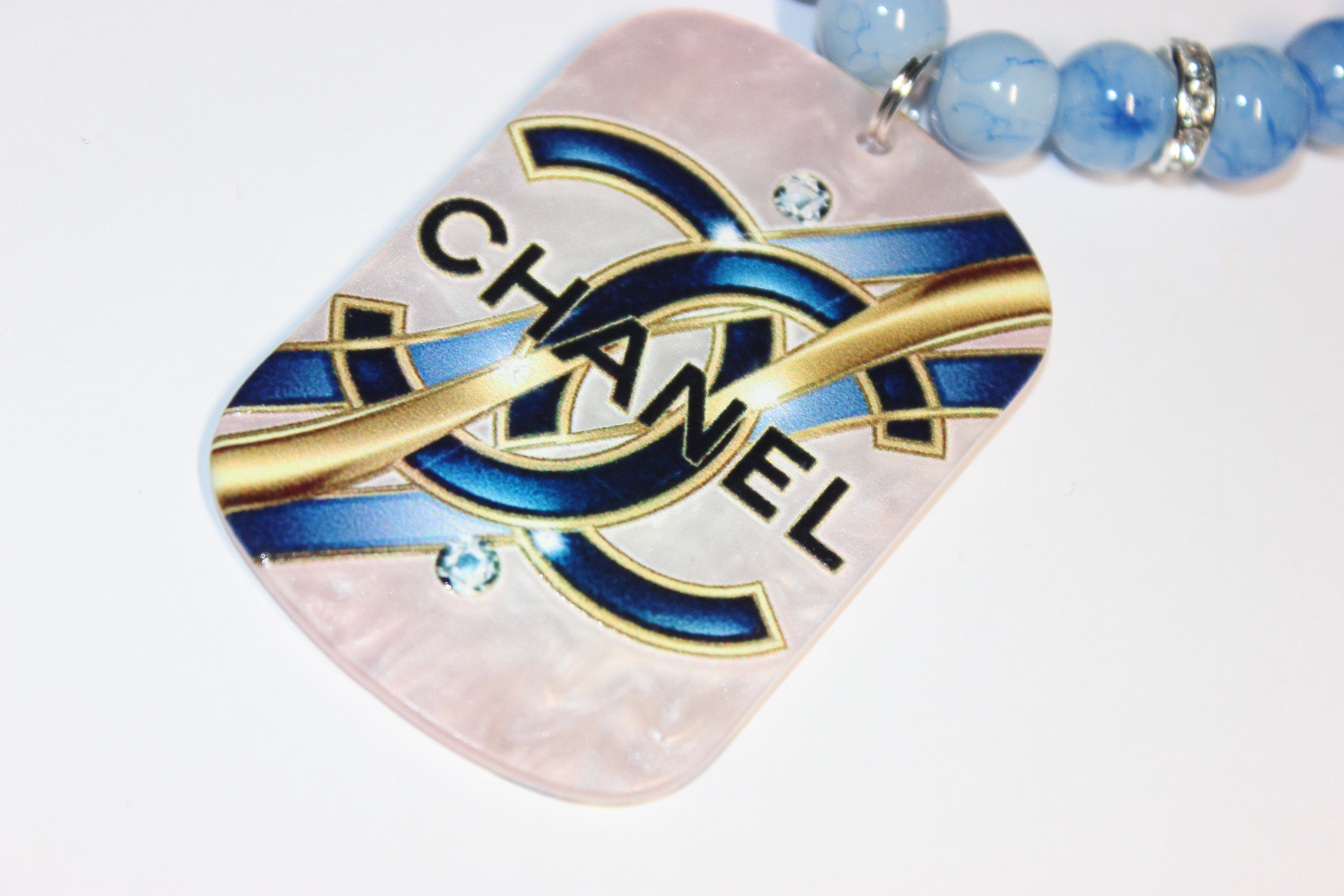Blue & White w/ Silver Charm Bracelet (1)