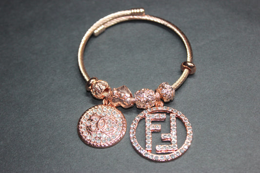 Rose Gold Charm Bangle