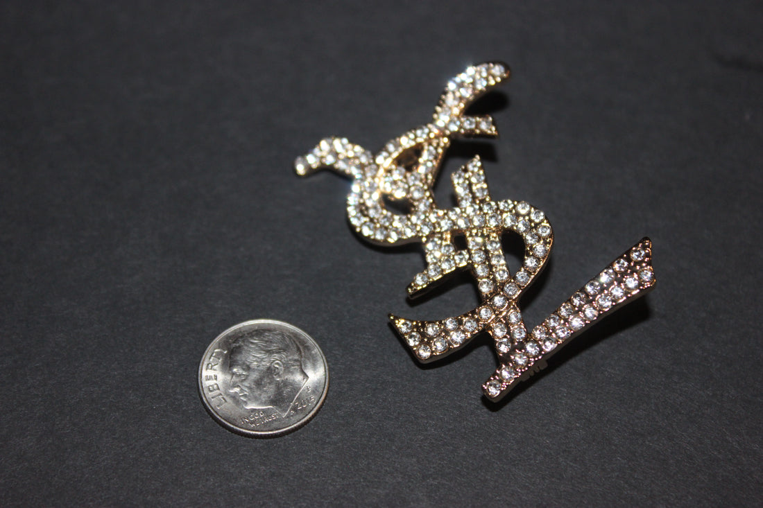 Gold & Rhinestone Brooch Pin