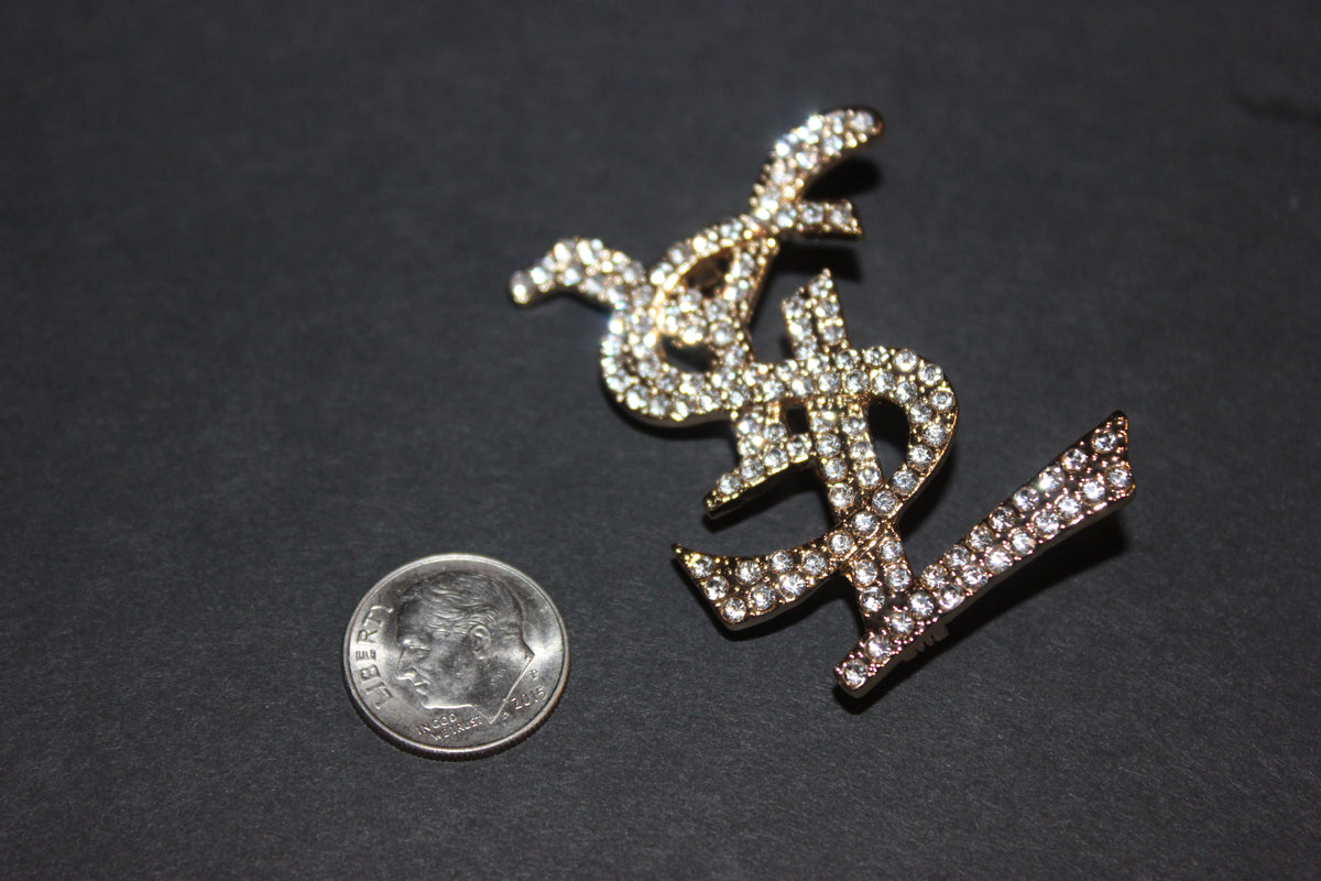 Gold & Rhinestone Brooch Pin