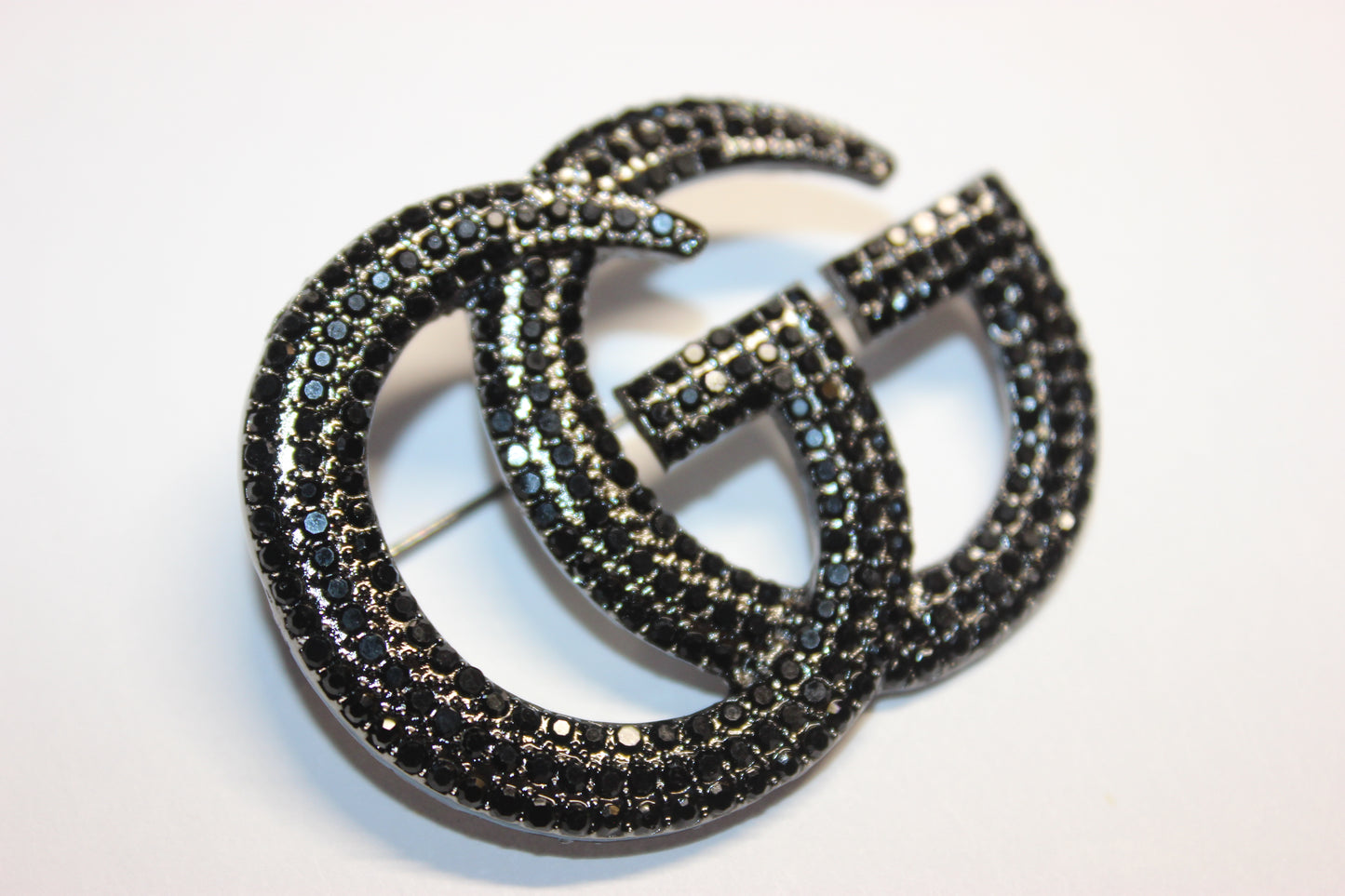 Black Rhinestone Brooch Pin