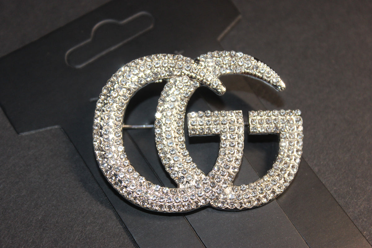 Silver Rhinestone Brooch Pin