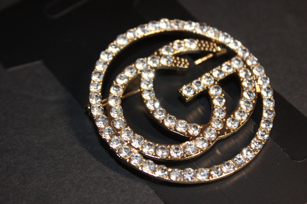 Rhinestone Gold Brooch Pin