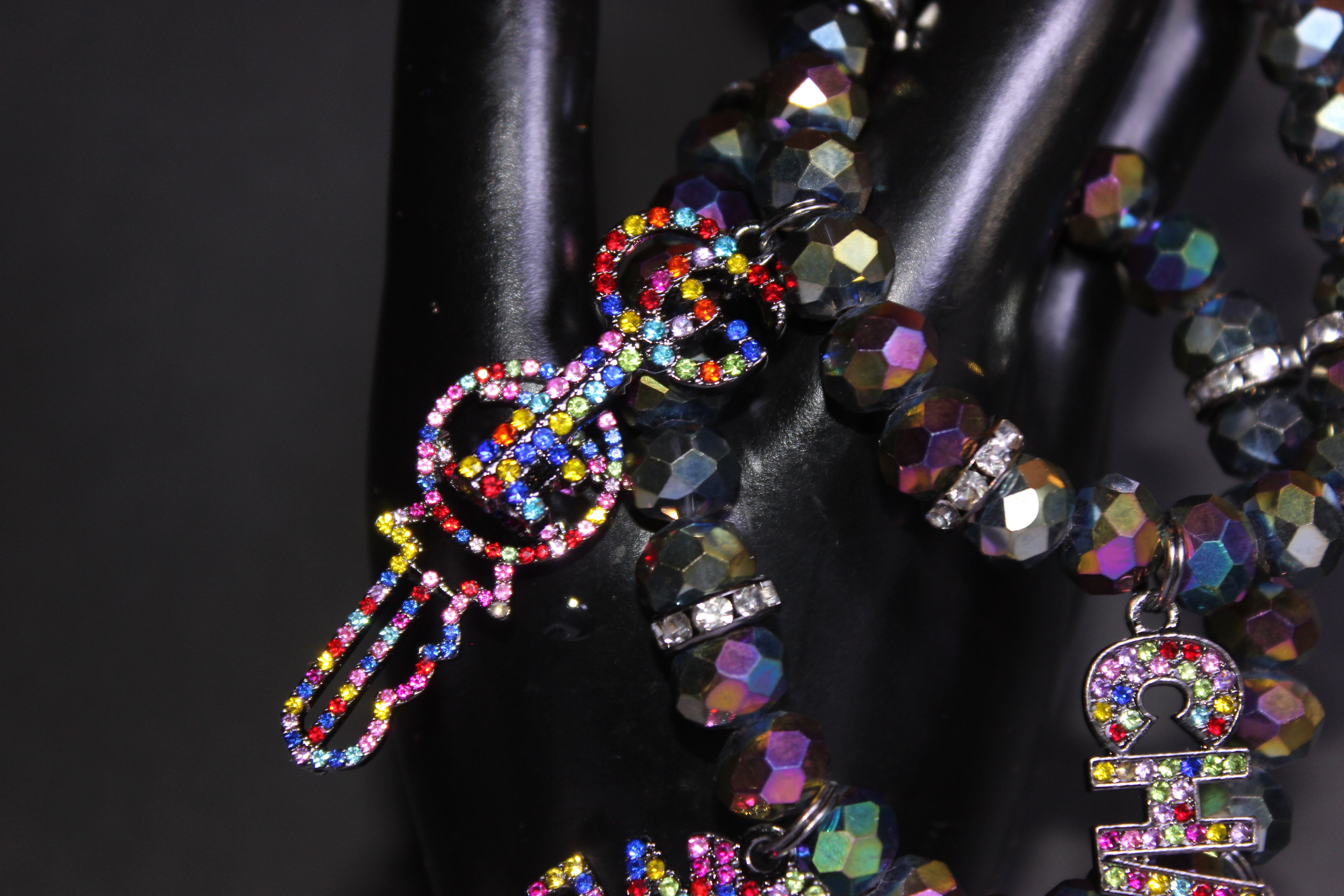 2 Piece Crystal Multicolored Charm Bracelet Set