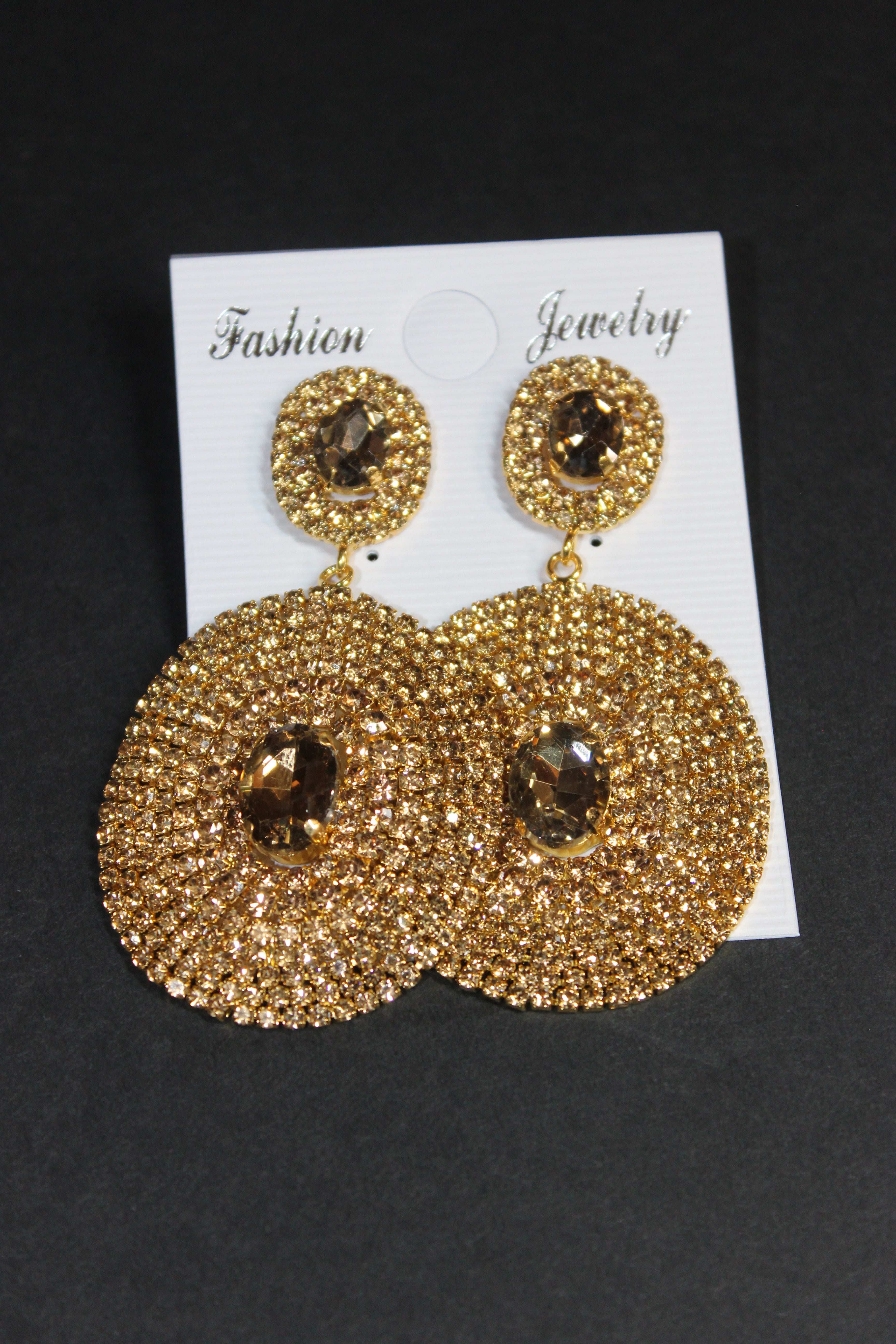 Gold & Champagne Rhinestone Earrings