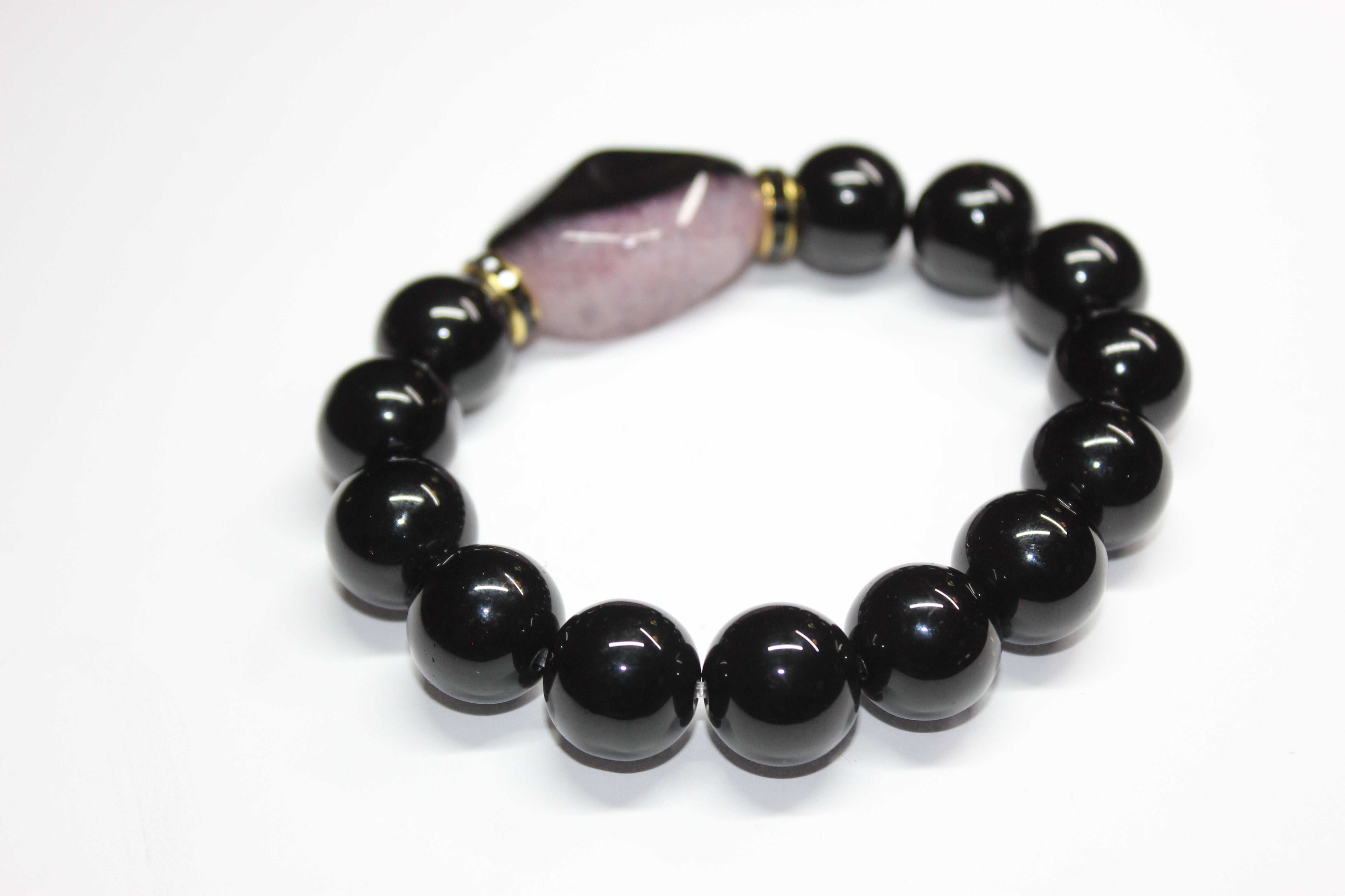 Black Gold & Jewel Toned Smooth Gemstone Bracelet