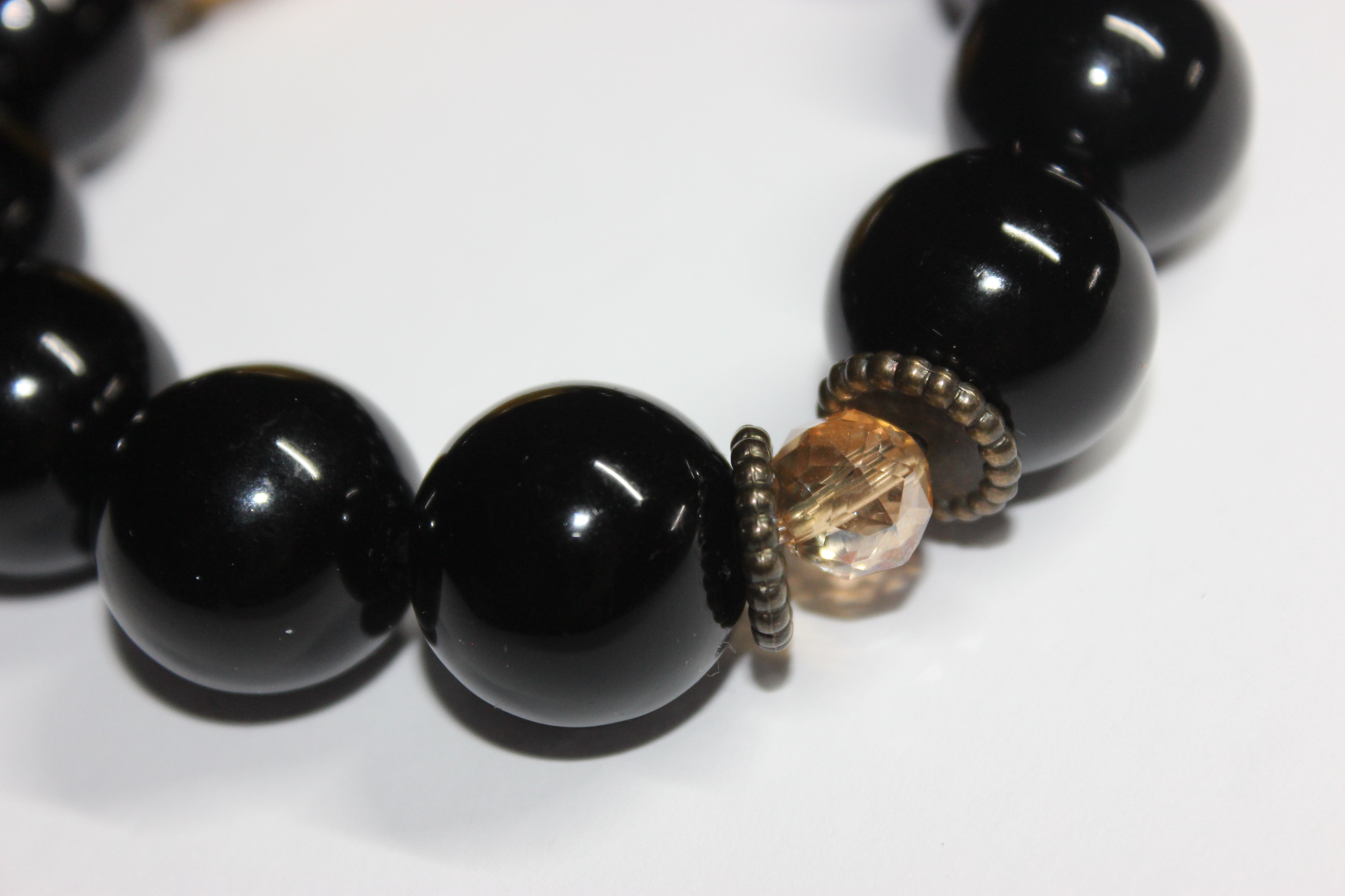 Black & Mustard Large Beaded Bracelet