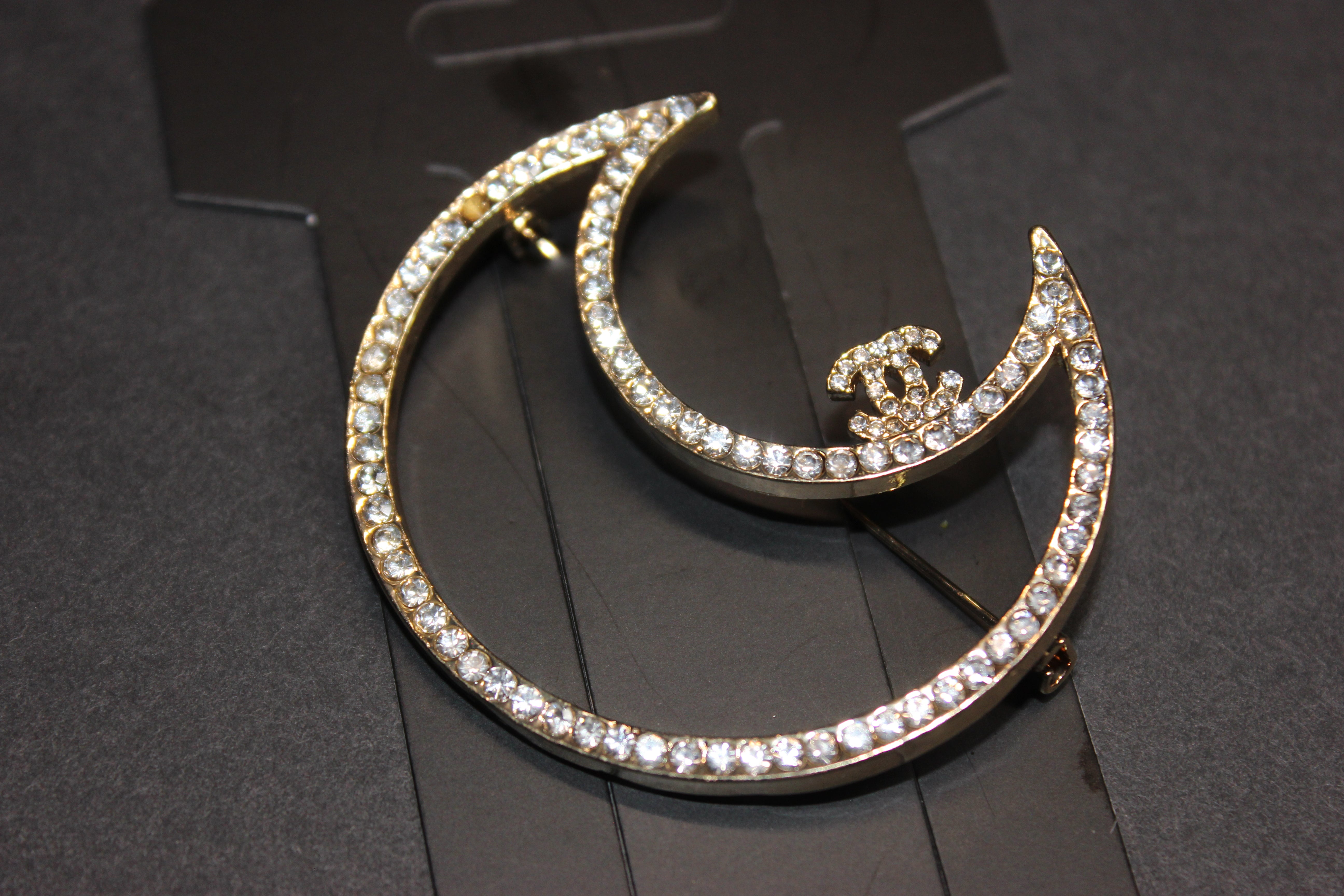 Gold Rhinestone Brooch Pin