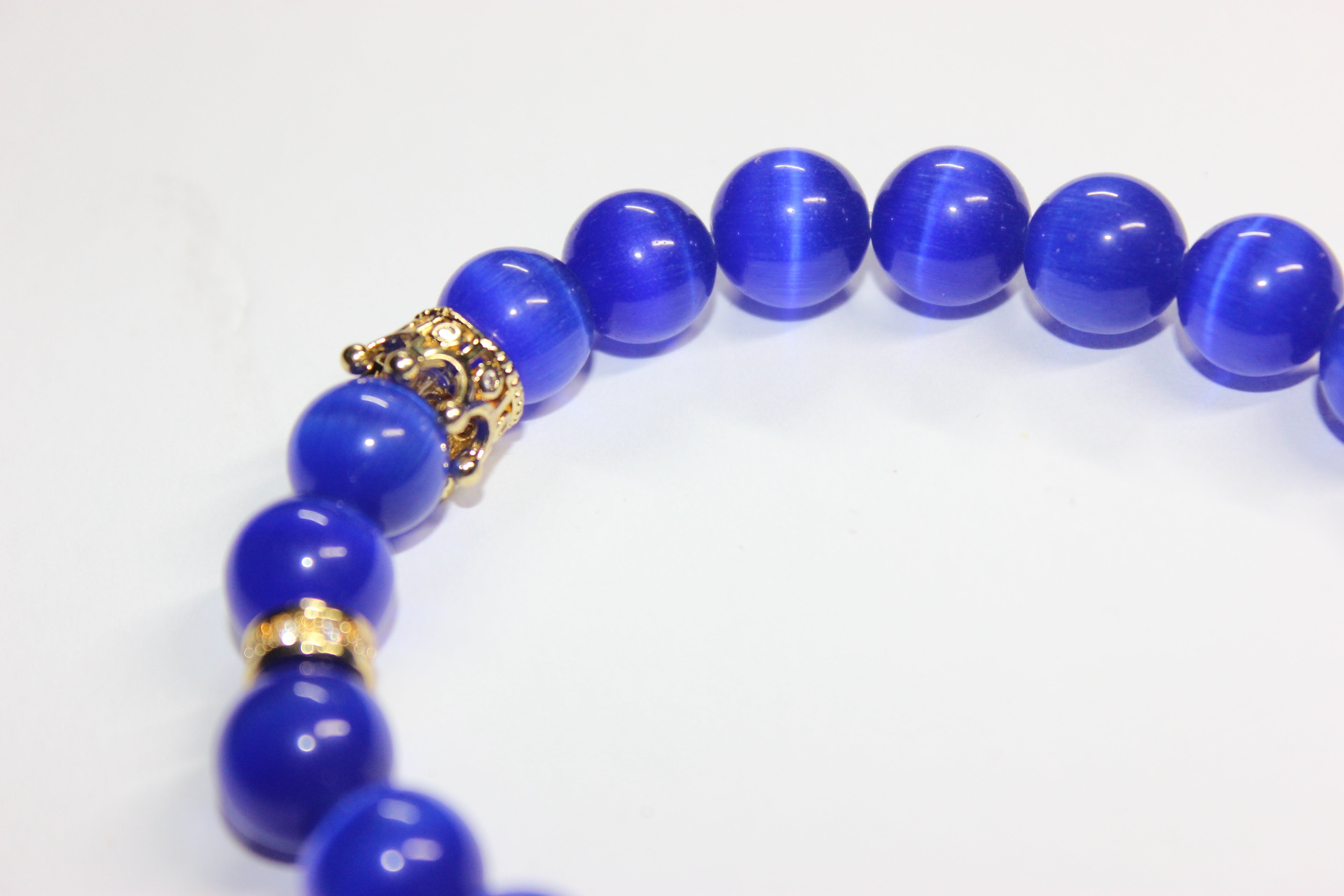Blue & Gold w/ Crown Beaded Bracelet