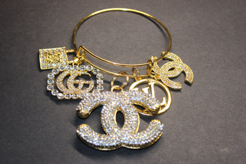 5 Charm Gold Bangle Bracelet