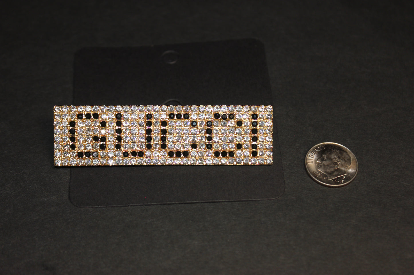 Rhinestone Gold & Black Brooch Pin