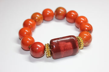 Shades Of Orange & Gold Ceramic Gemstone Bracelet