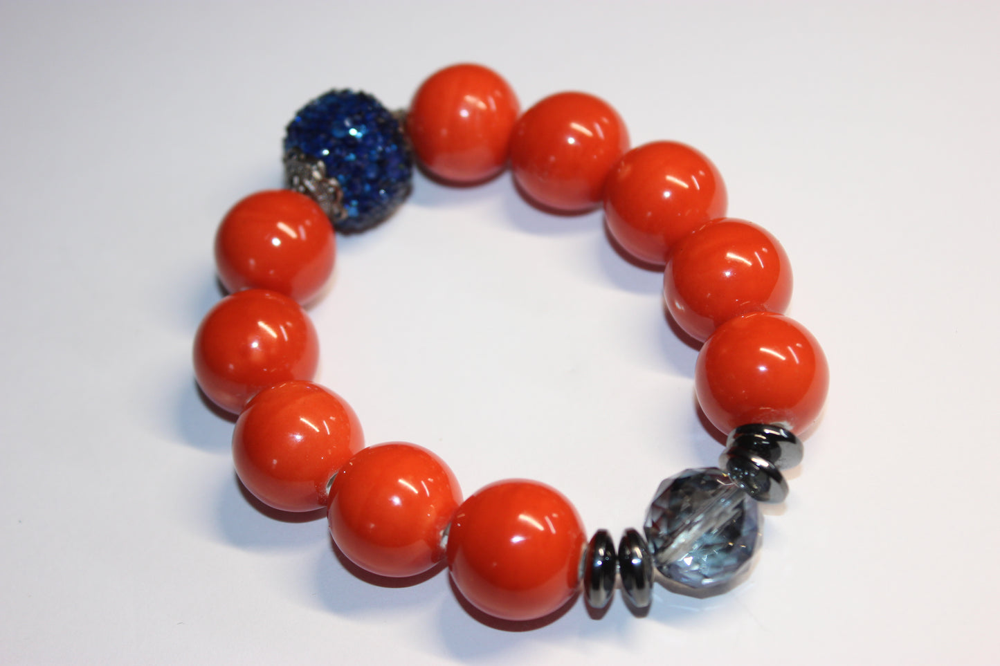 Orange & Blue Beaded Bracelet