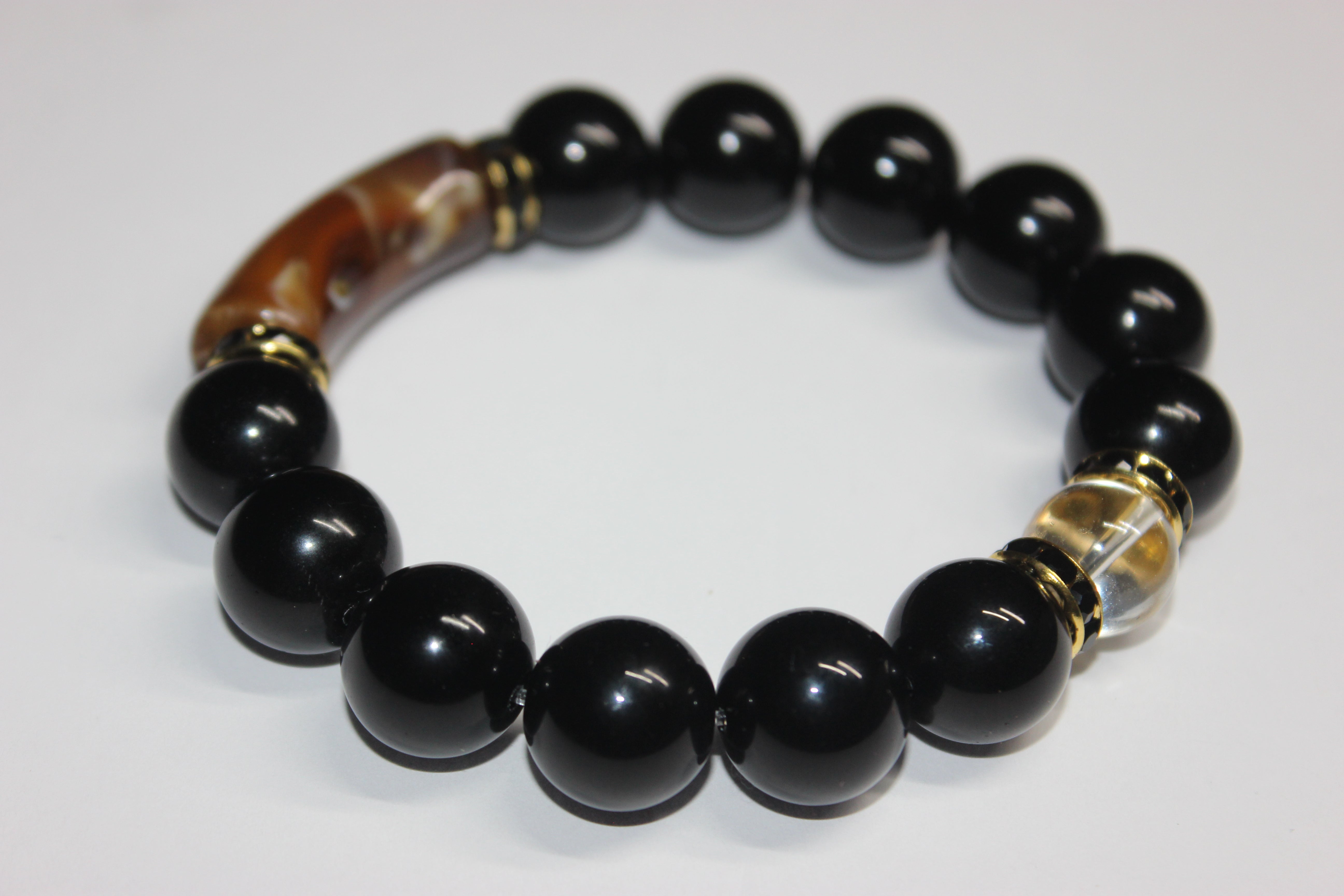 Black Brown with Gold Beaded Bracelet
