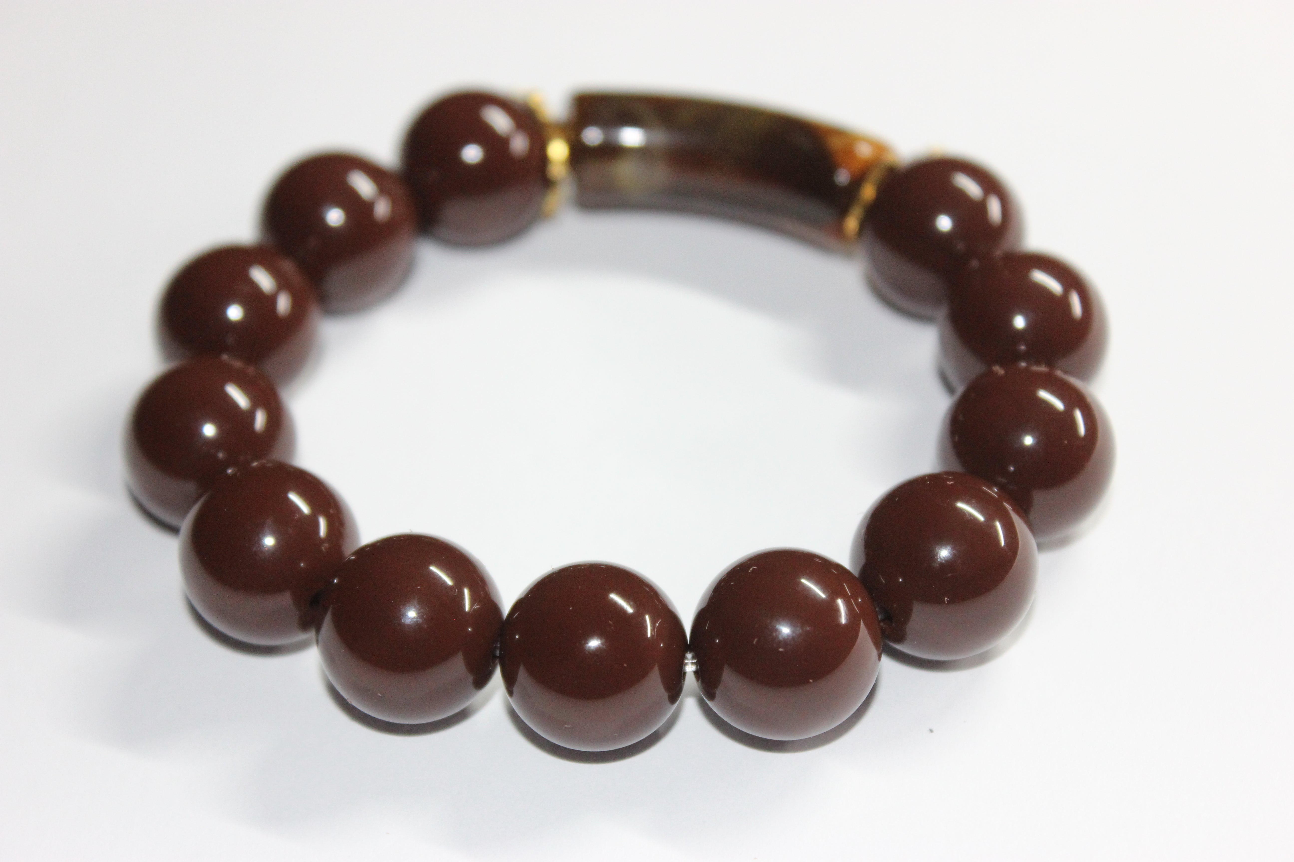 Chocolate Brown w/ Gold Beaded Bracelet