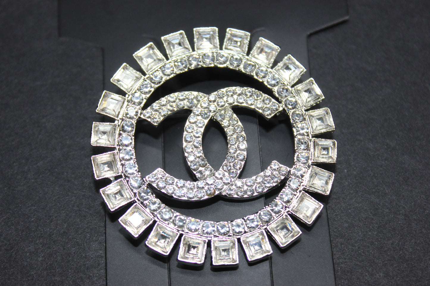 Silver Rhinestone Brooch Pin