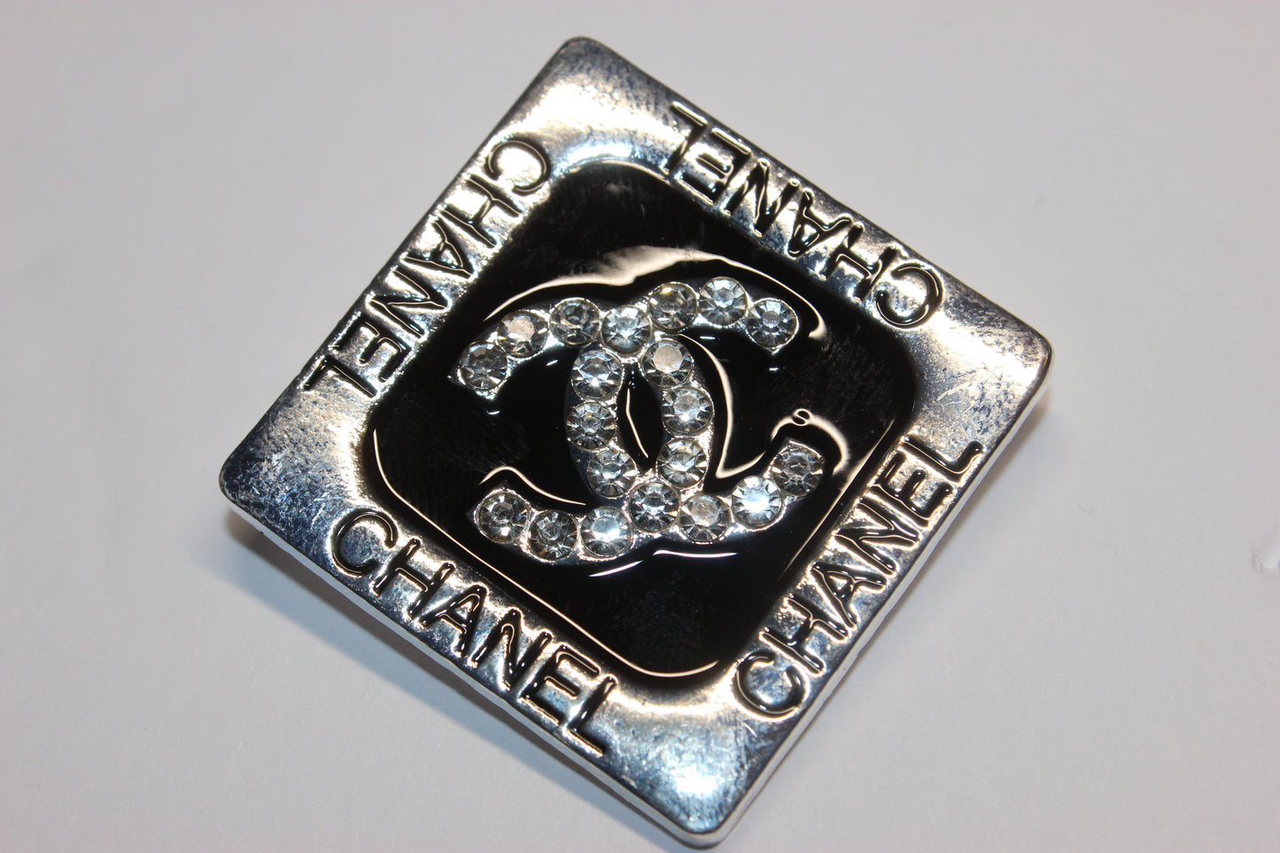 Black Silver & Rhinestone Brooch Pin