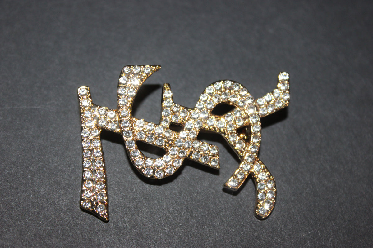 Gold & Rhinestone Brooch Pin