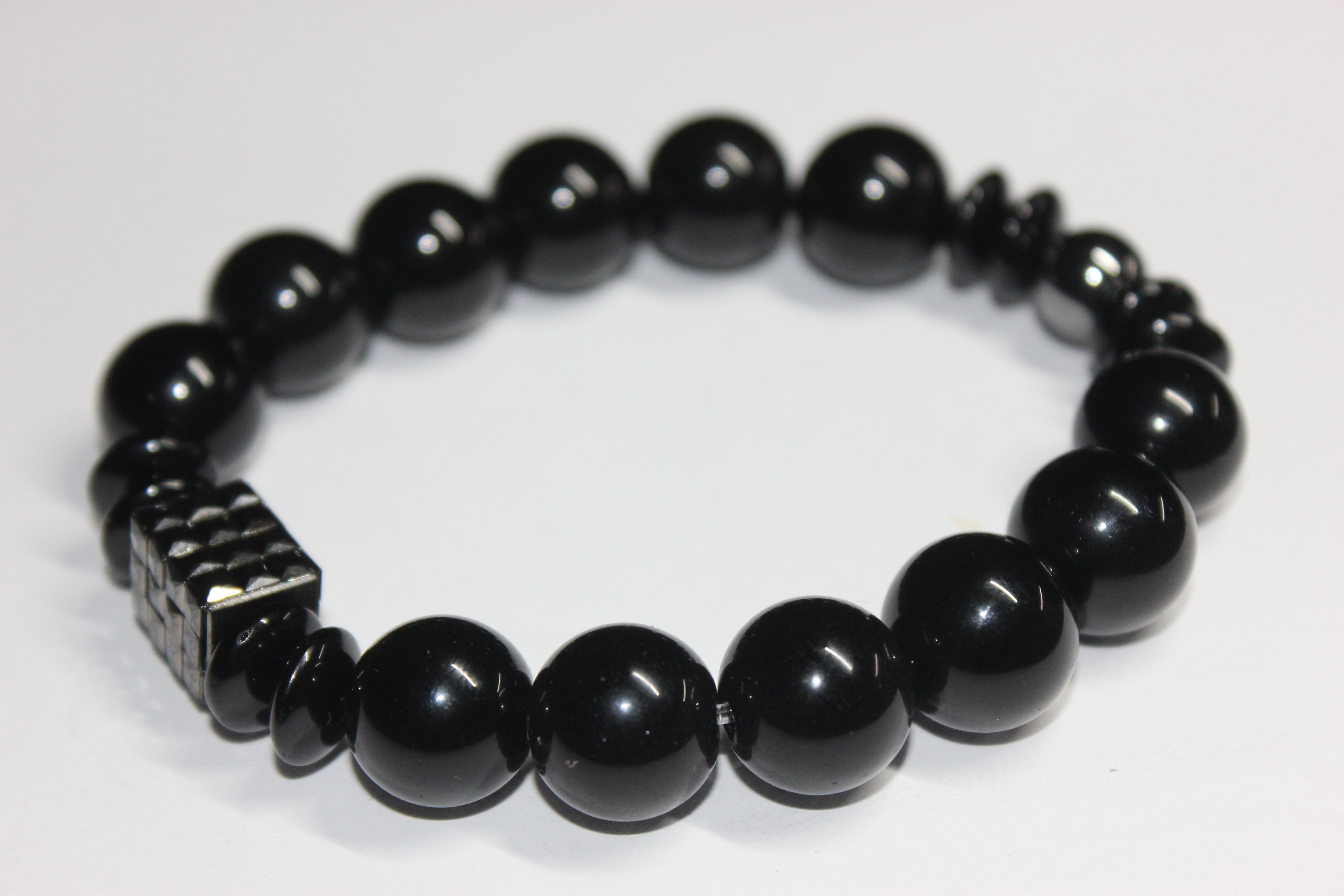 Black & Hematite Beaded Bracelet