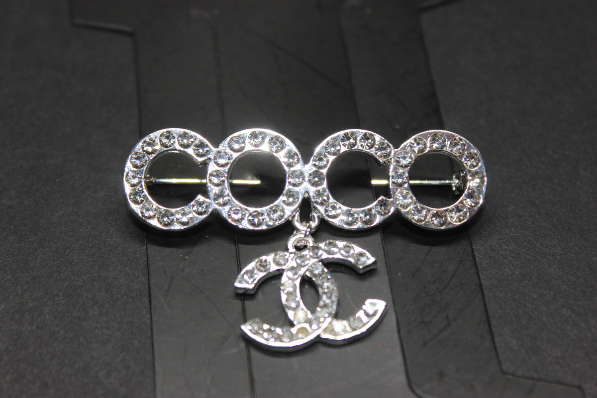 Silver Rhinestone Brooch Pin