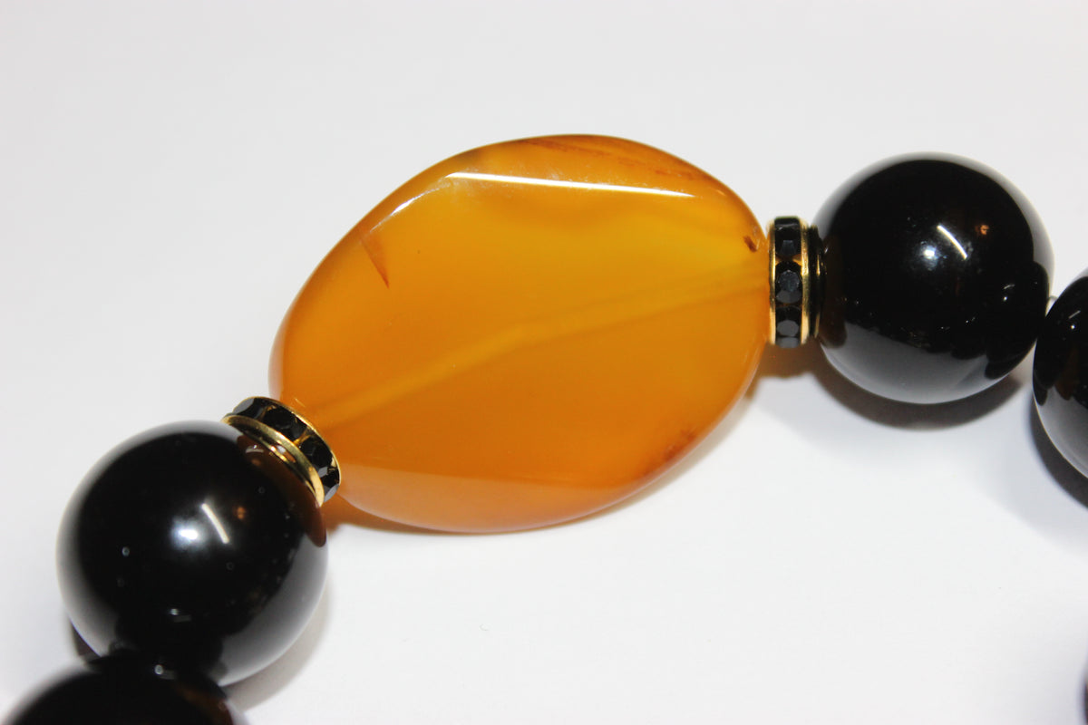 Shades Of Topaz & Black Large Beaded Bracelet