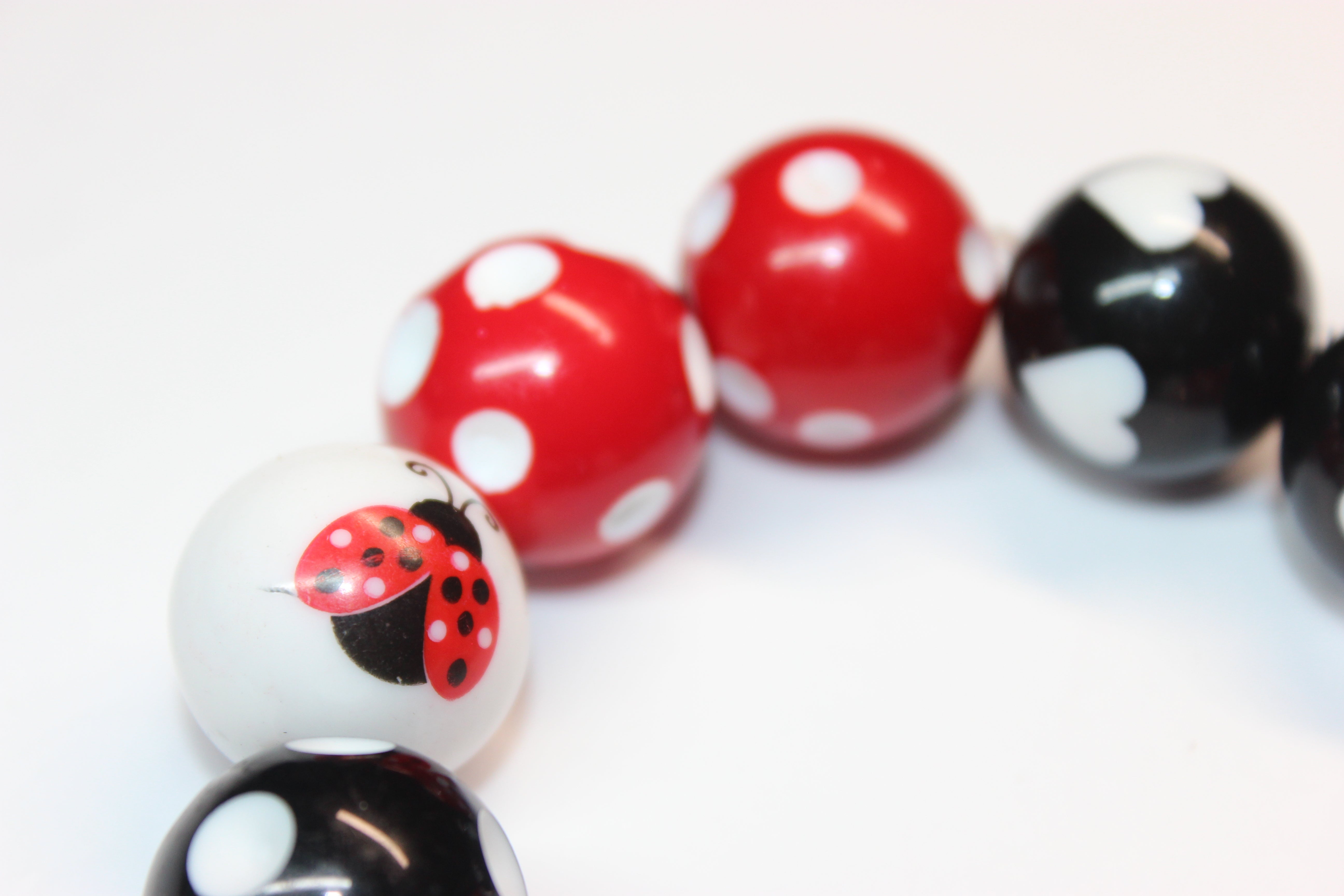 Red White & Black Ladybug Bracelet