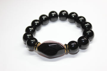 Black Gold & Jewel Toned Smooth Gemstone Bracelet