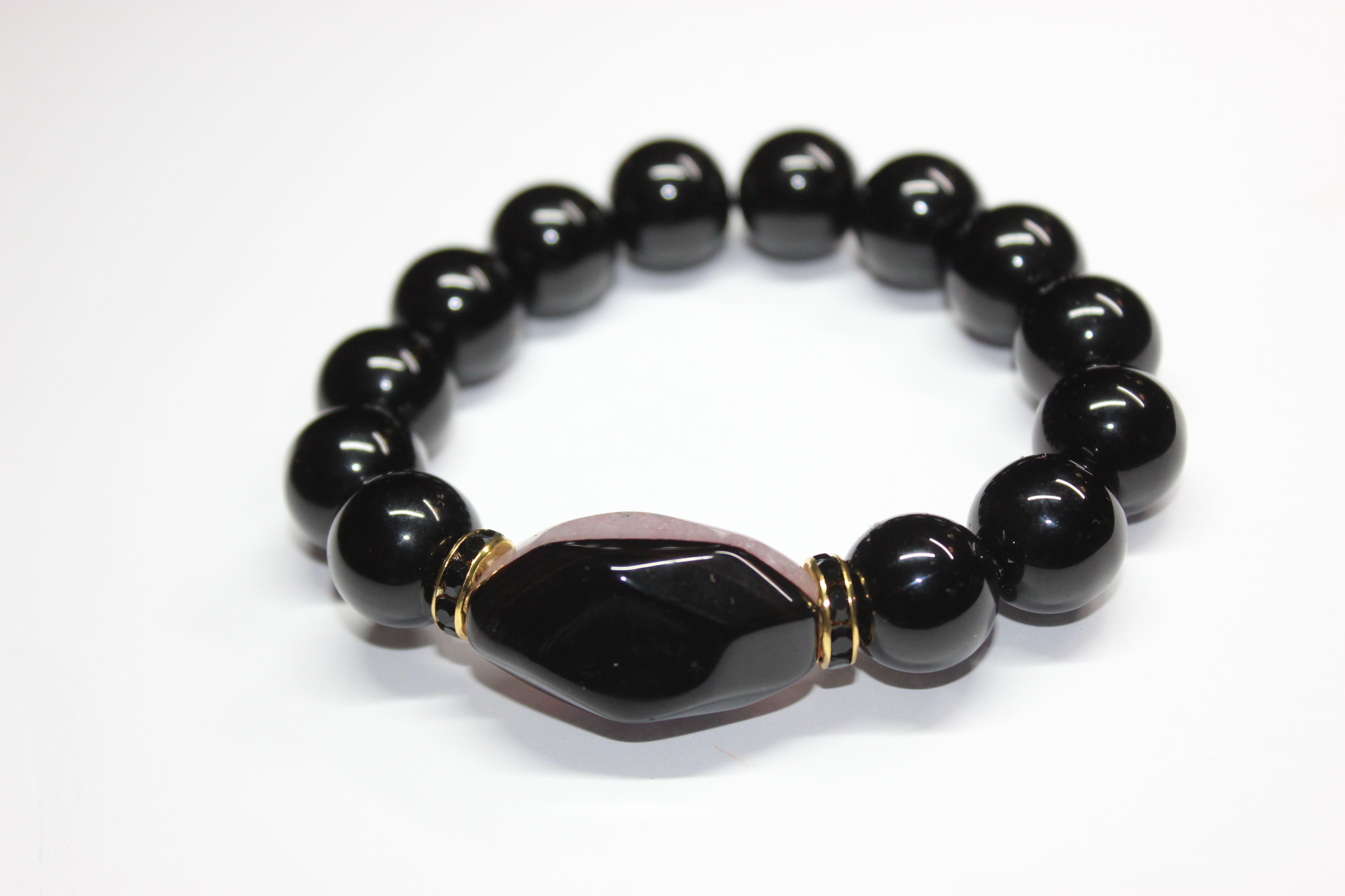 Black Gold & Jewel Toned Smooth Gemstone Bracelet