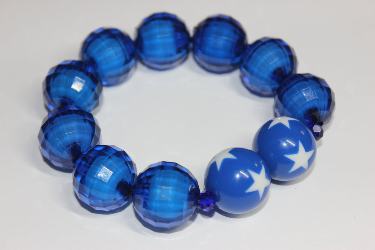 Royal Blue & White Large Beaded Bracelet