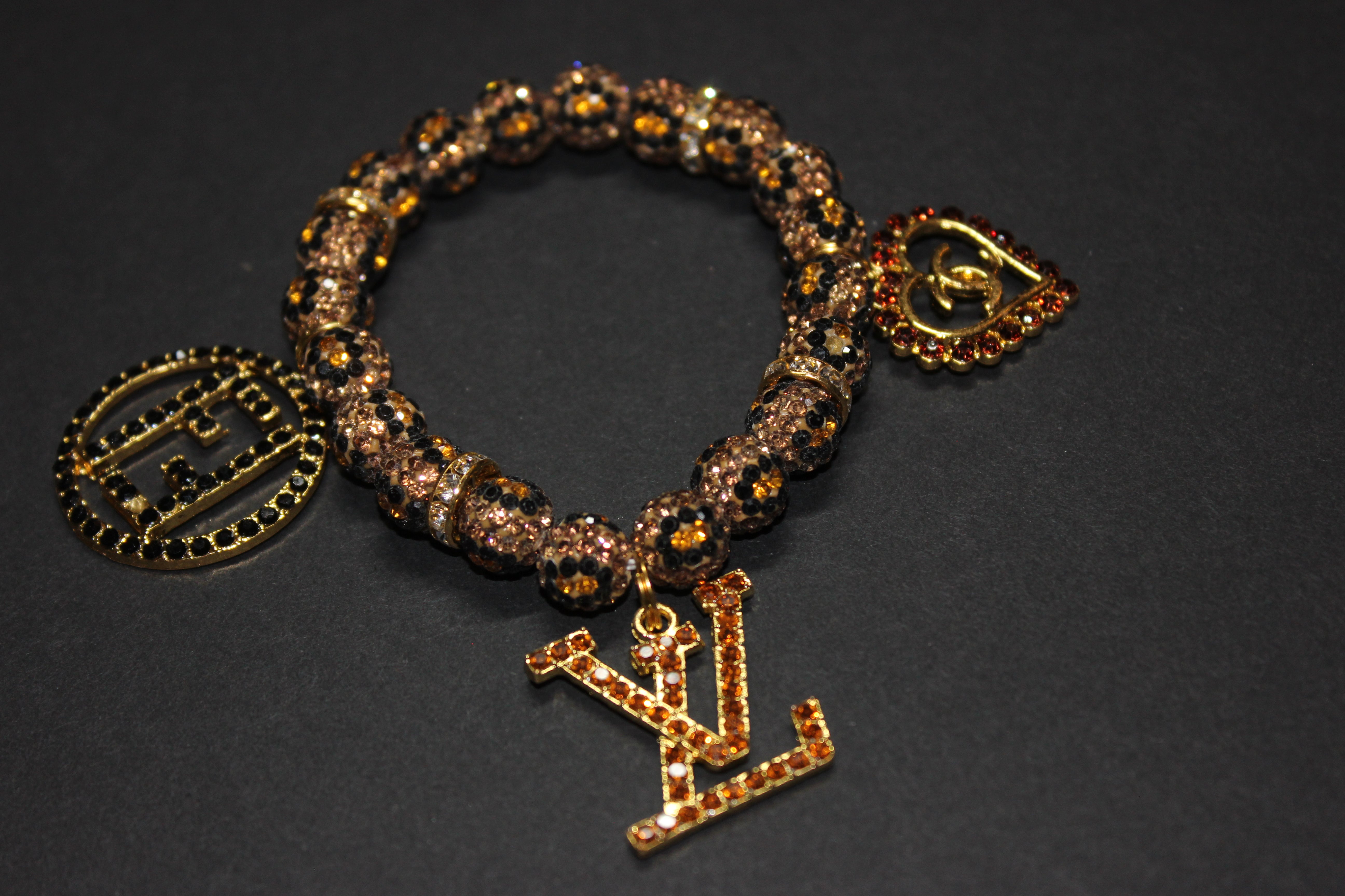 Topaz & Gold (1) Charm Bracelet ANIMAL PRINT