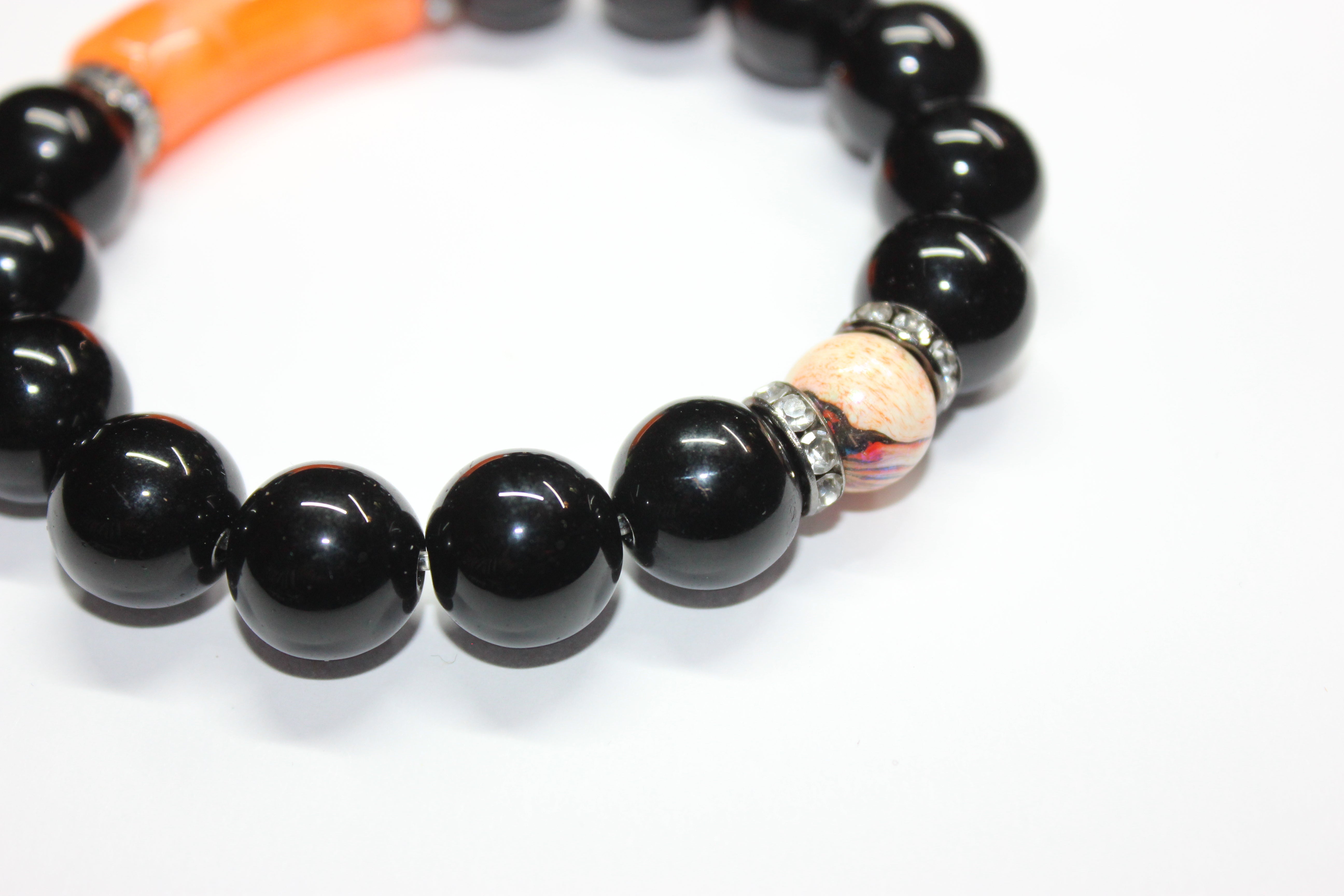 Black & Orange Beaded Bracelet