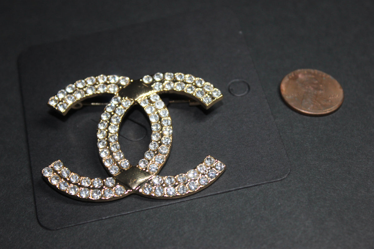 Gold Rhinestone Brooch Pin