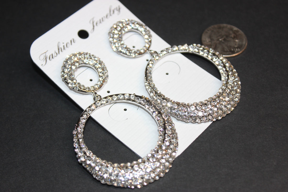 Silver & Clear Rhinestone Earrings