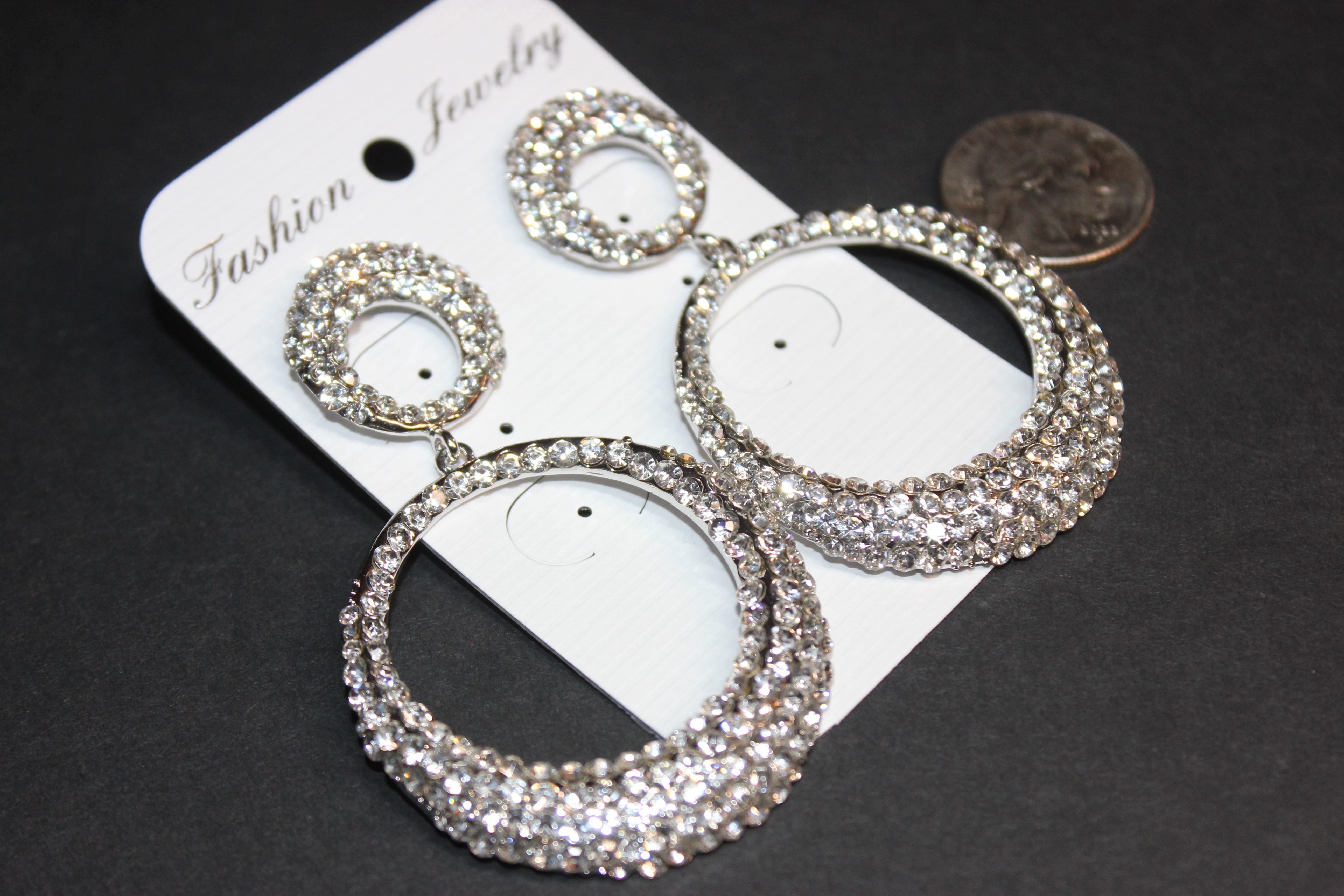 Silver & Clear Rhinestone Earrings