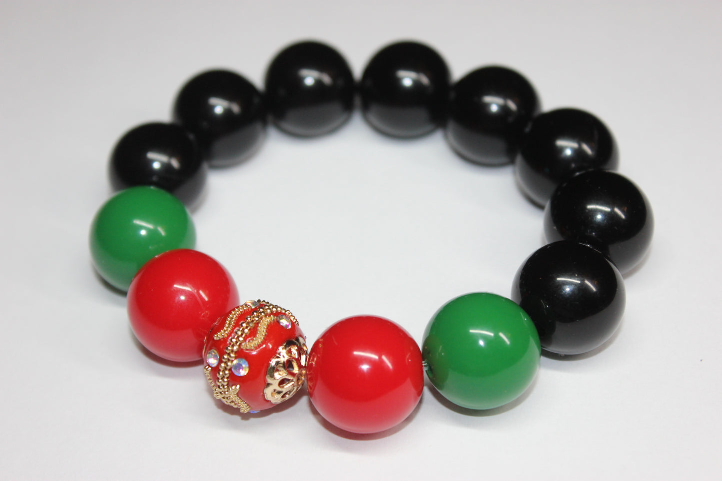 CBC Exclusive Large Beaded Bracelet- Red/Green/Black/Gold