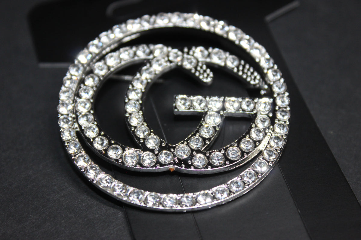 Silver Rhinestone Brooch Pin